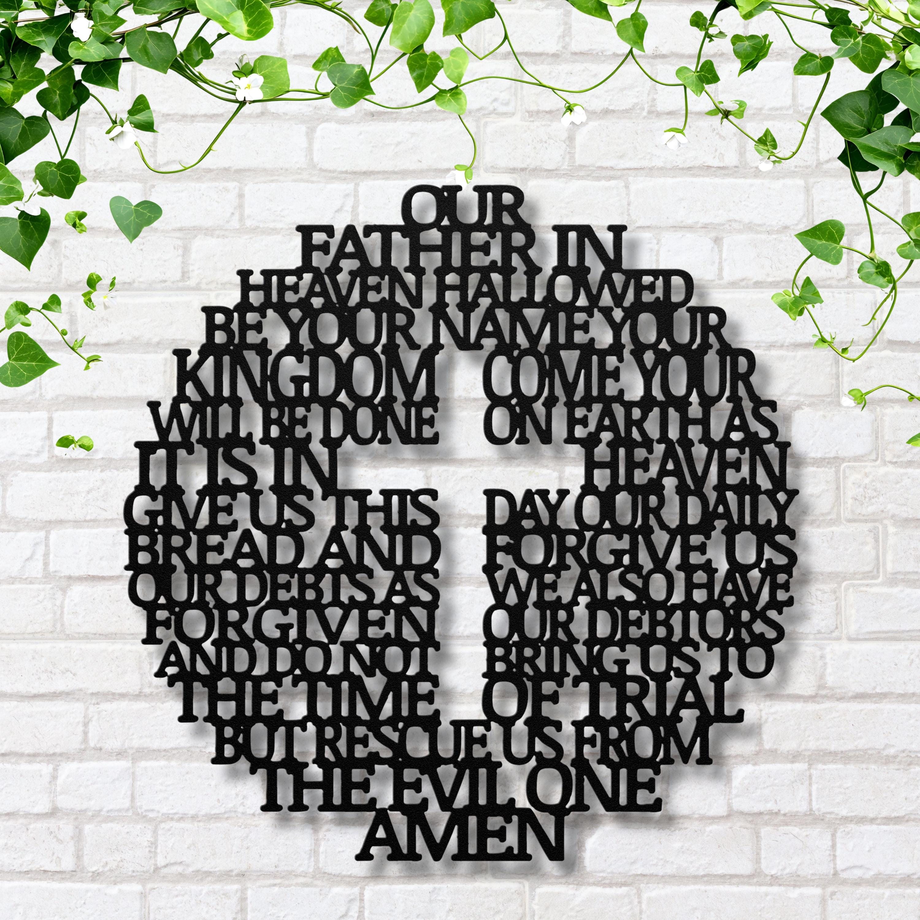 Lords Prayer Metal Wall Art, Our Father Christian Sign, Religious Cross Home Decor