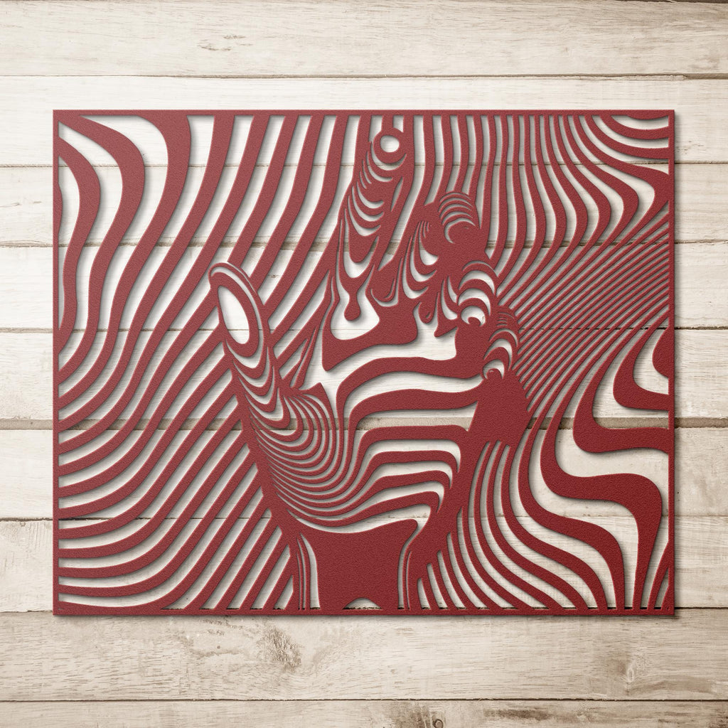 Optical Illusion Wall Art - Modern Black White Metal Wall Art Hand Shaped Design