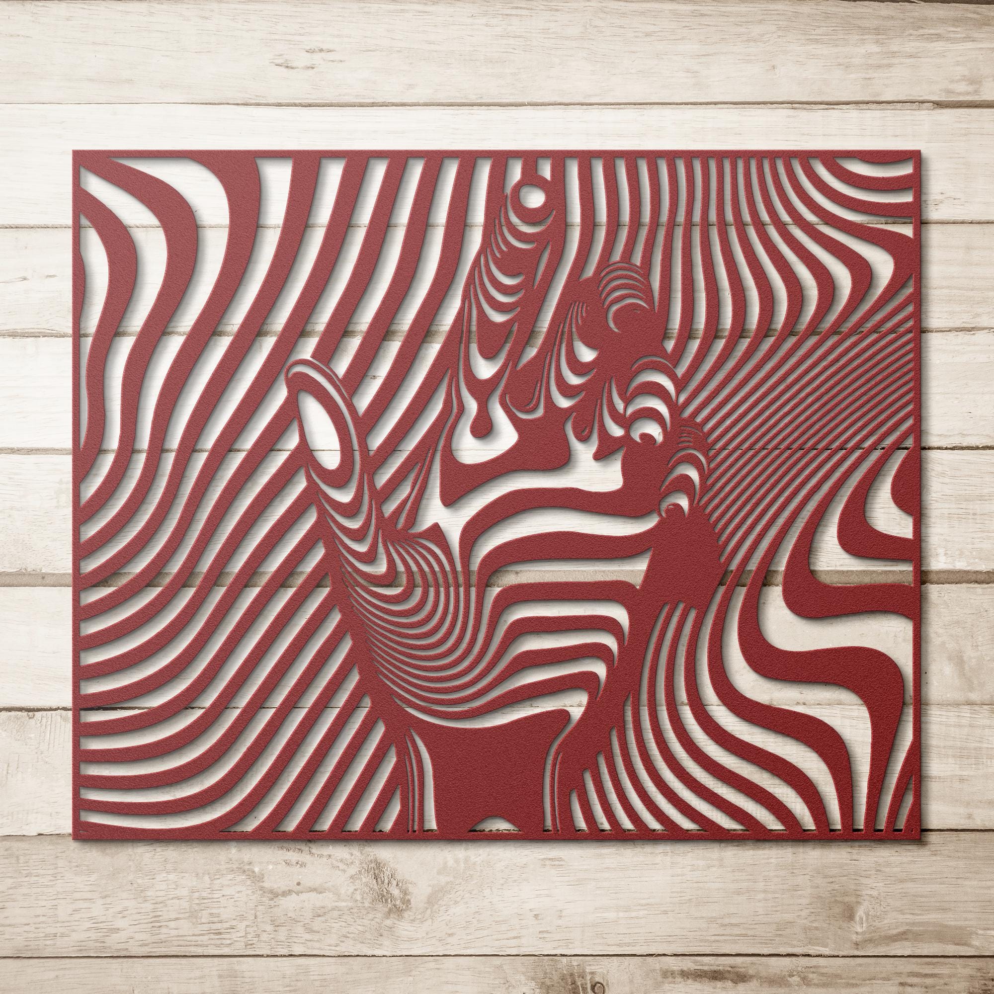 Optical Illusion Wall Art - Modern Black White Metal Wall Art Hand Shaped Design