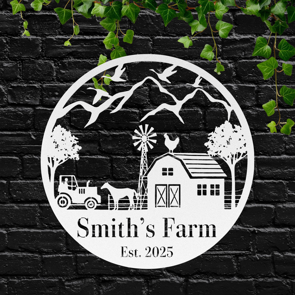 Personalized Farm Metal Sign, Custom Barn Windmill Homestead Plaque, Tractor Gift