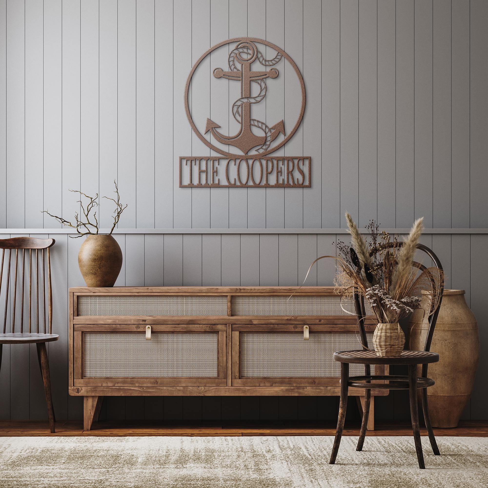 Custom Metal Anchor Sign: Nautical Coastal Outdoor Decor