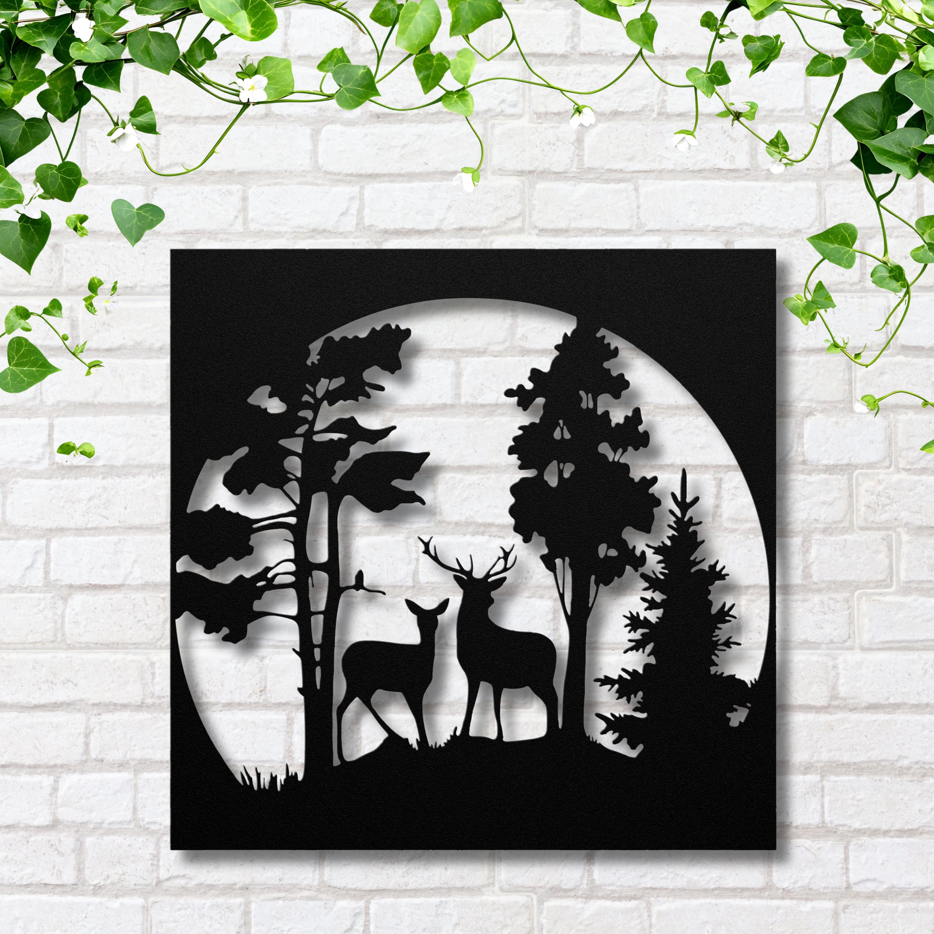 Deer Metal Wall Art - Rustic Cabin Decor | Laser Cut Wildlife Silhouette Sign