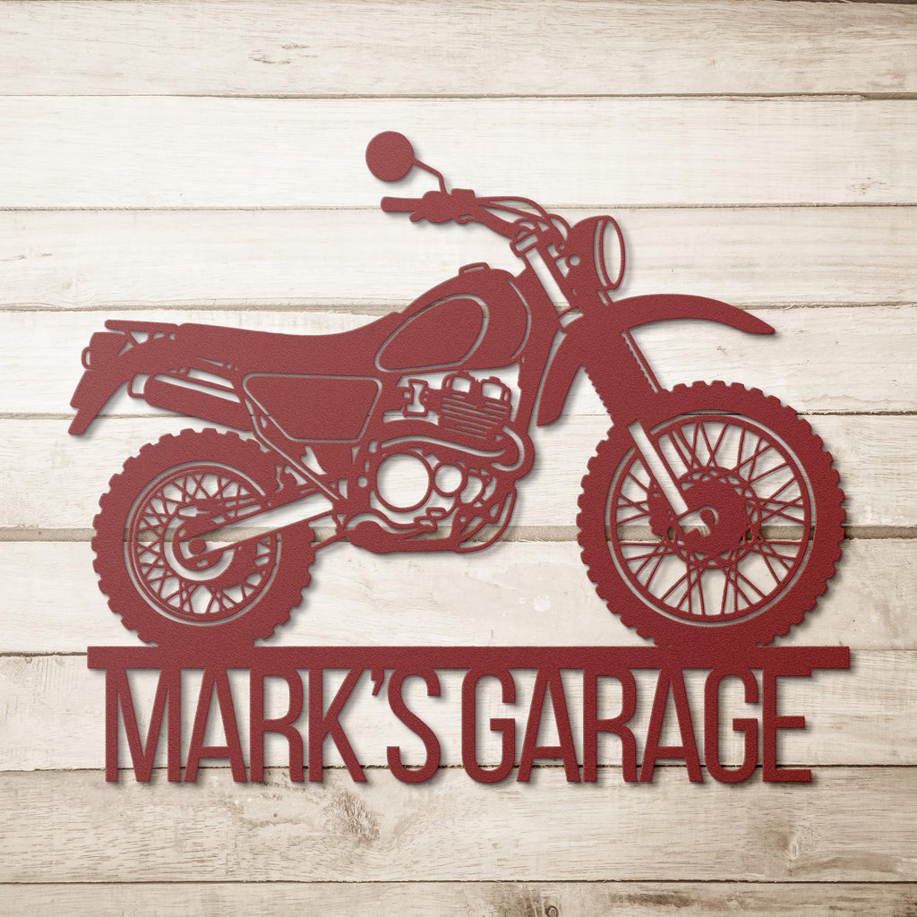 Personalized Dirt Bike Metal Sign, Custom Garage Decor