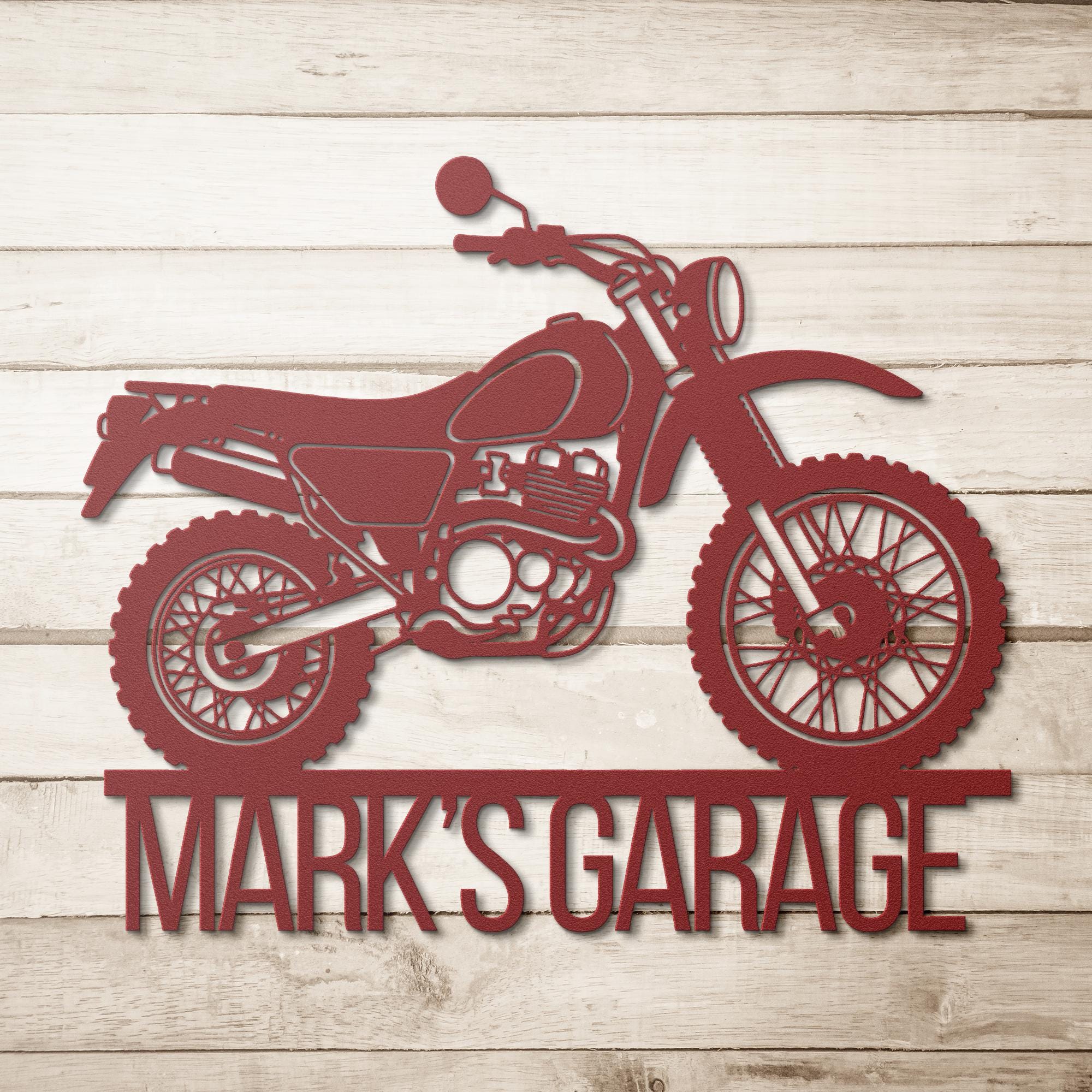 Personalized Dirt Bike Metal Sign, Custom Garage Decor