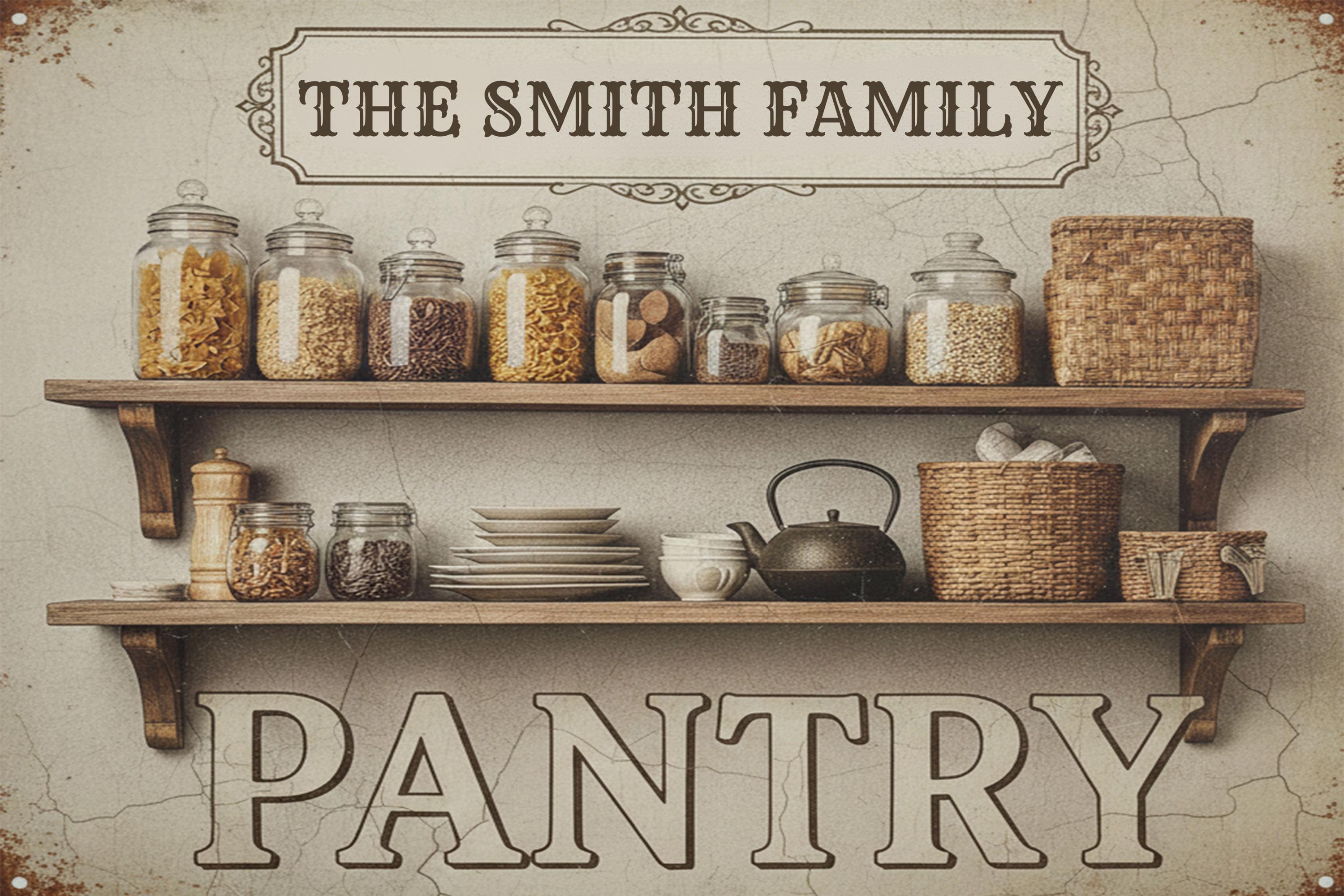 Personalized Pantry Sign - Custom Kitchen Sign | Farmhouse Vintage Metal Decor