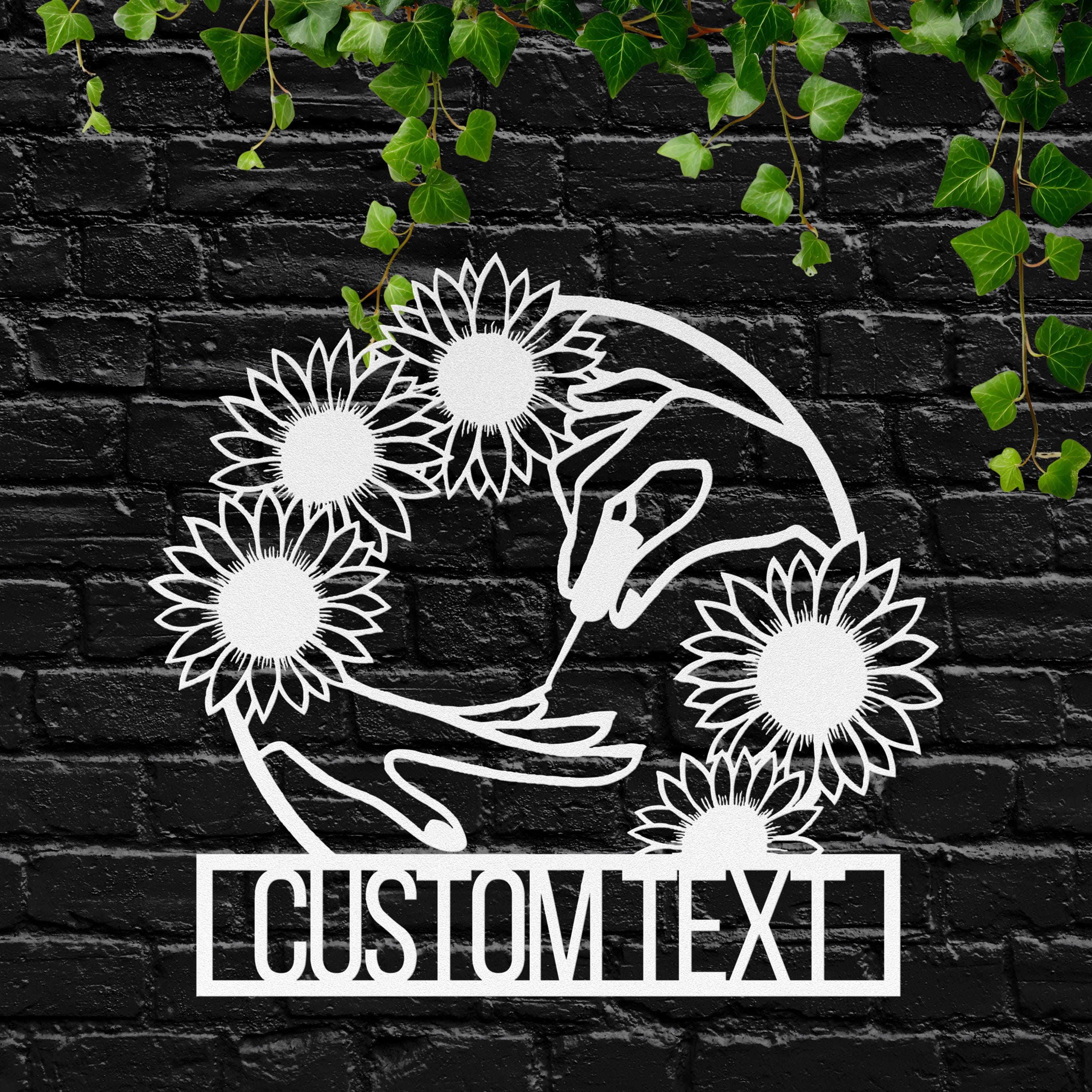 Personalized Nail Salon Metal Sign, Sunflower Hand Line Art