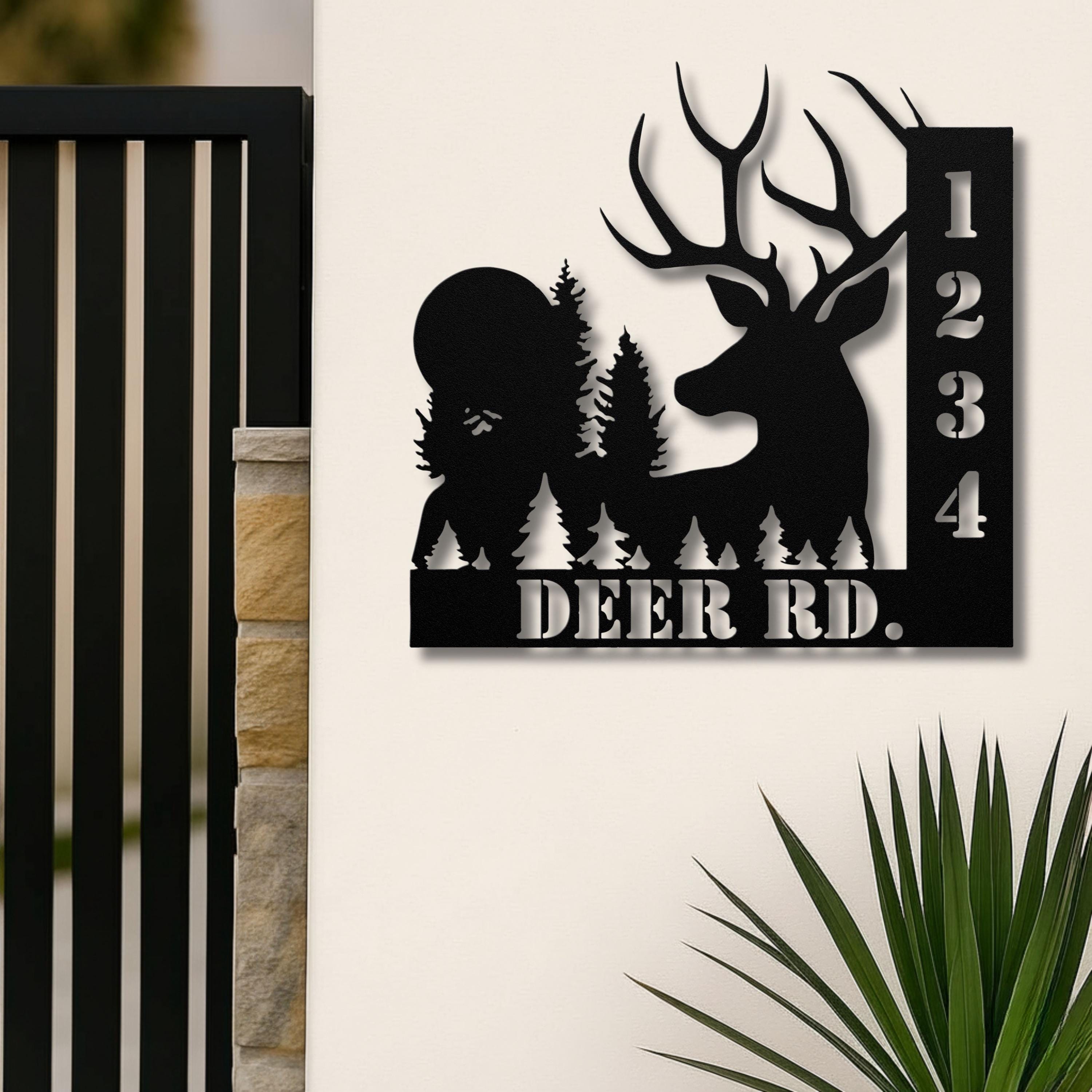Personalized Deer Address Metal Sign, Cabin Decor