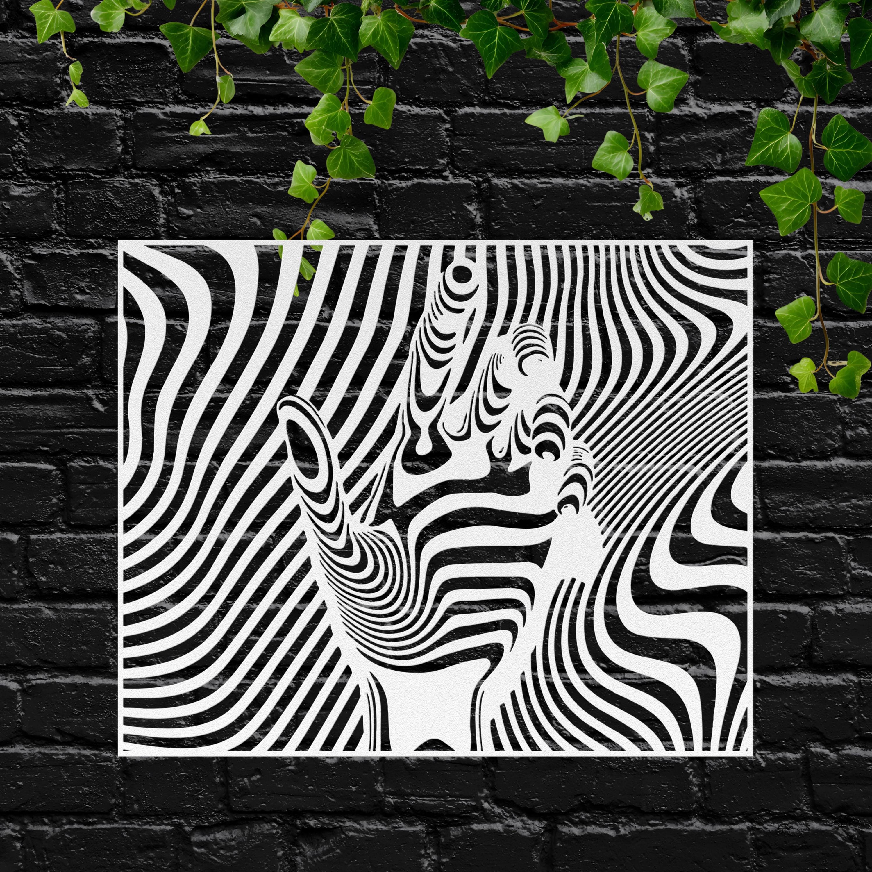 Optical Illusion Wall Art - Modern Black White Metal Wall Art Hand Shaped Design