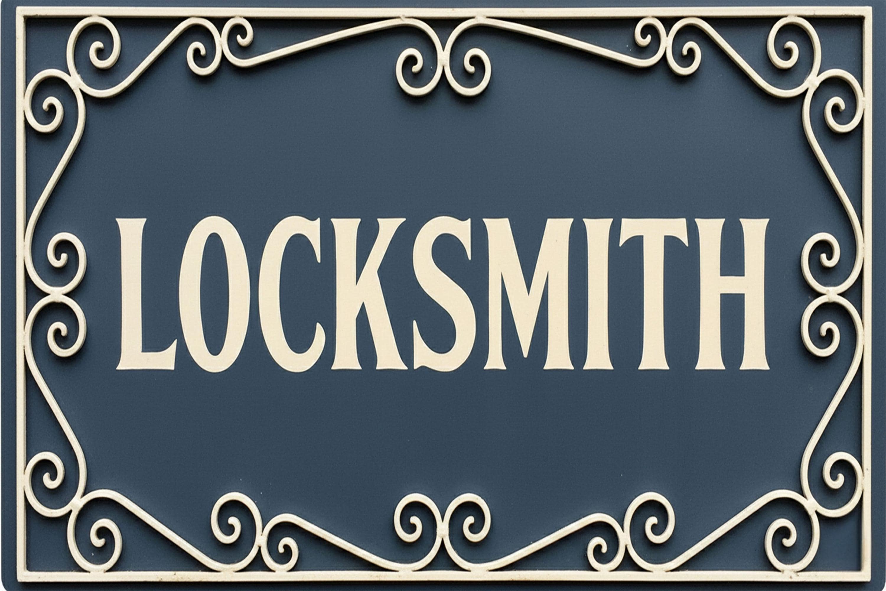 Elegant Locksmith Shop Sign, Key Maker Security Vintage Metal Plaque, Business Decor