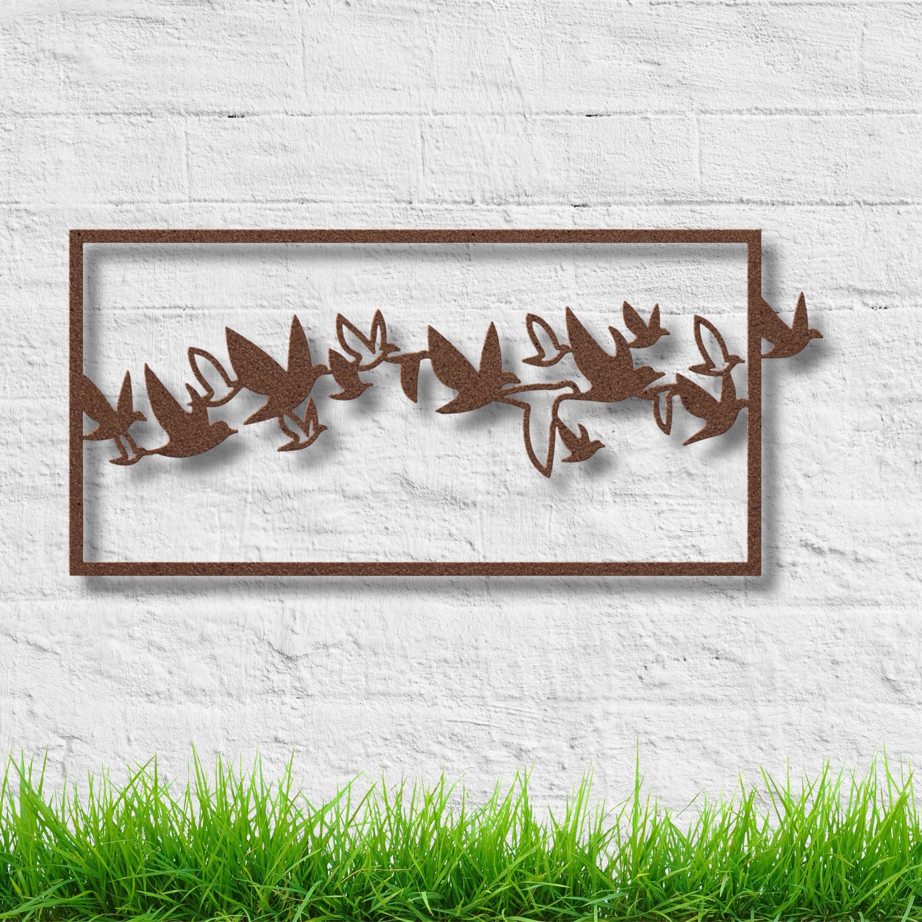 Flying Birds Metal Wall Art, Migrating Flock Sign, Modern Nature Decor, Wide Horizon Art