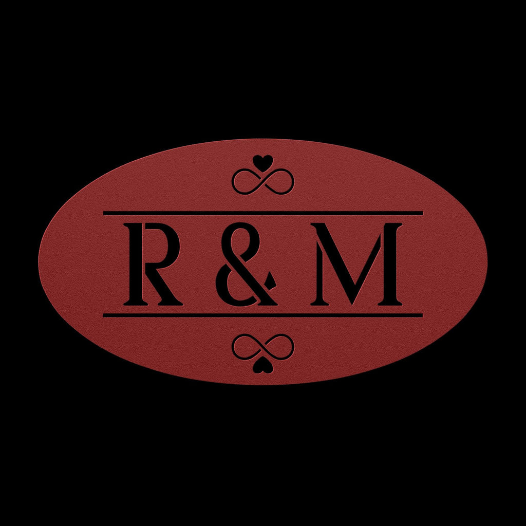 Custom Couple Initials Metal Sign: Oval Monogram Wedding Gift