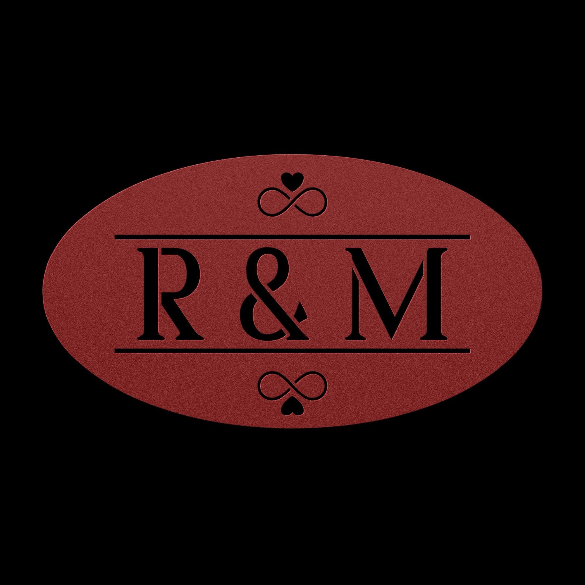Custom Couple Initials Metal Sign: Oval Monogram Wedding Gift