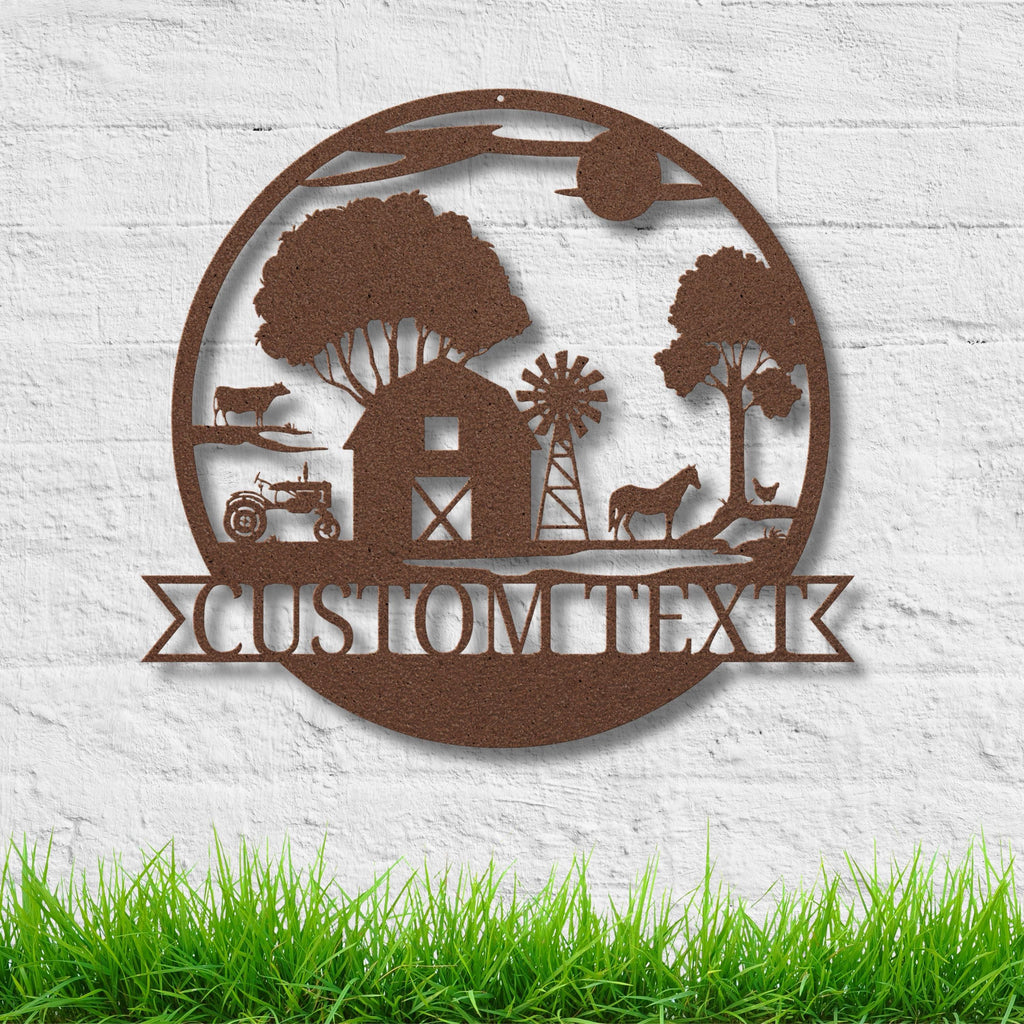 Custom Farm Metal Sign | Personalized Barn & Tractor Monogram Art | Farmhouse Wall Decor | Ranch Name Sign