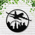 Airplane Cityscape Metal Wall Art | Travel Gift for Pilot
