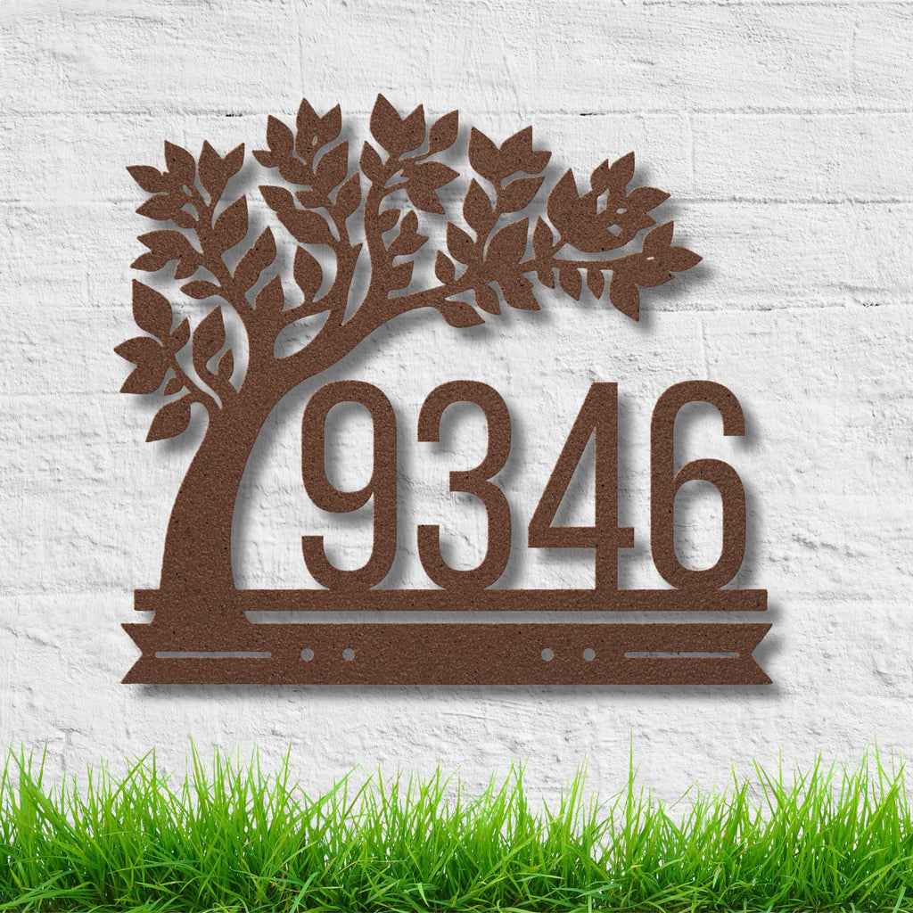 Personalized Tree Address Sign, Custom Metal House Numbers, Outdoor Curb Appeal Home Decor