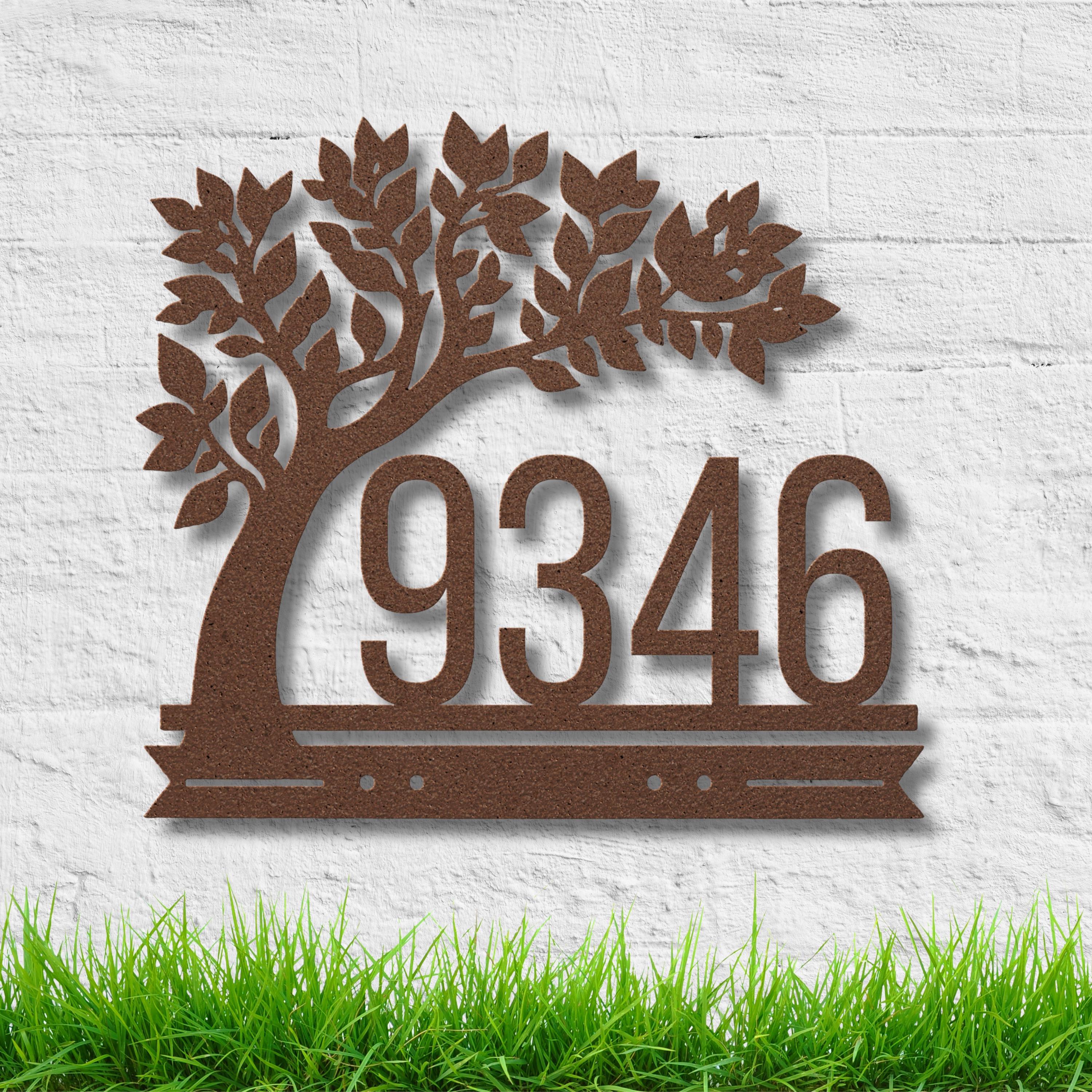 Personalized Tree Address Sign, Custom Metal House Numbers, Outdoor Curb Appeal Home Decor