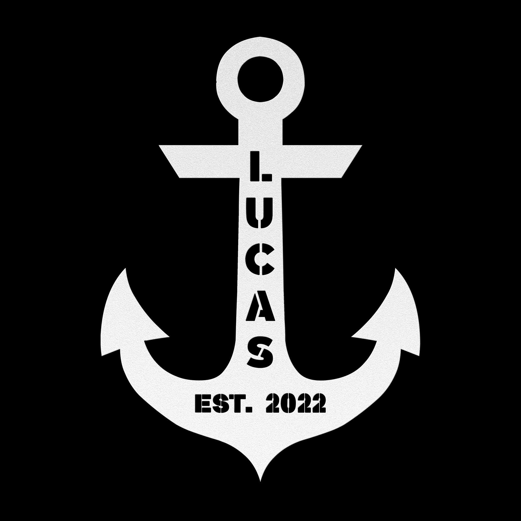 Custom Metal Anchor Sign: Nautical Coastal Decor