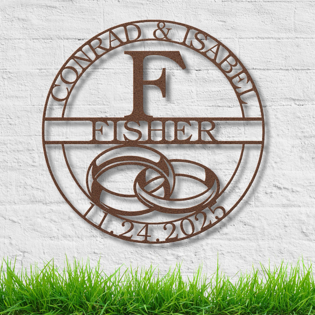 Personalized Wedding Sign - Custom Metal Sign With Couple Names, Date & Monogram