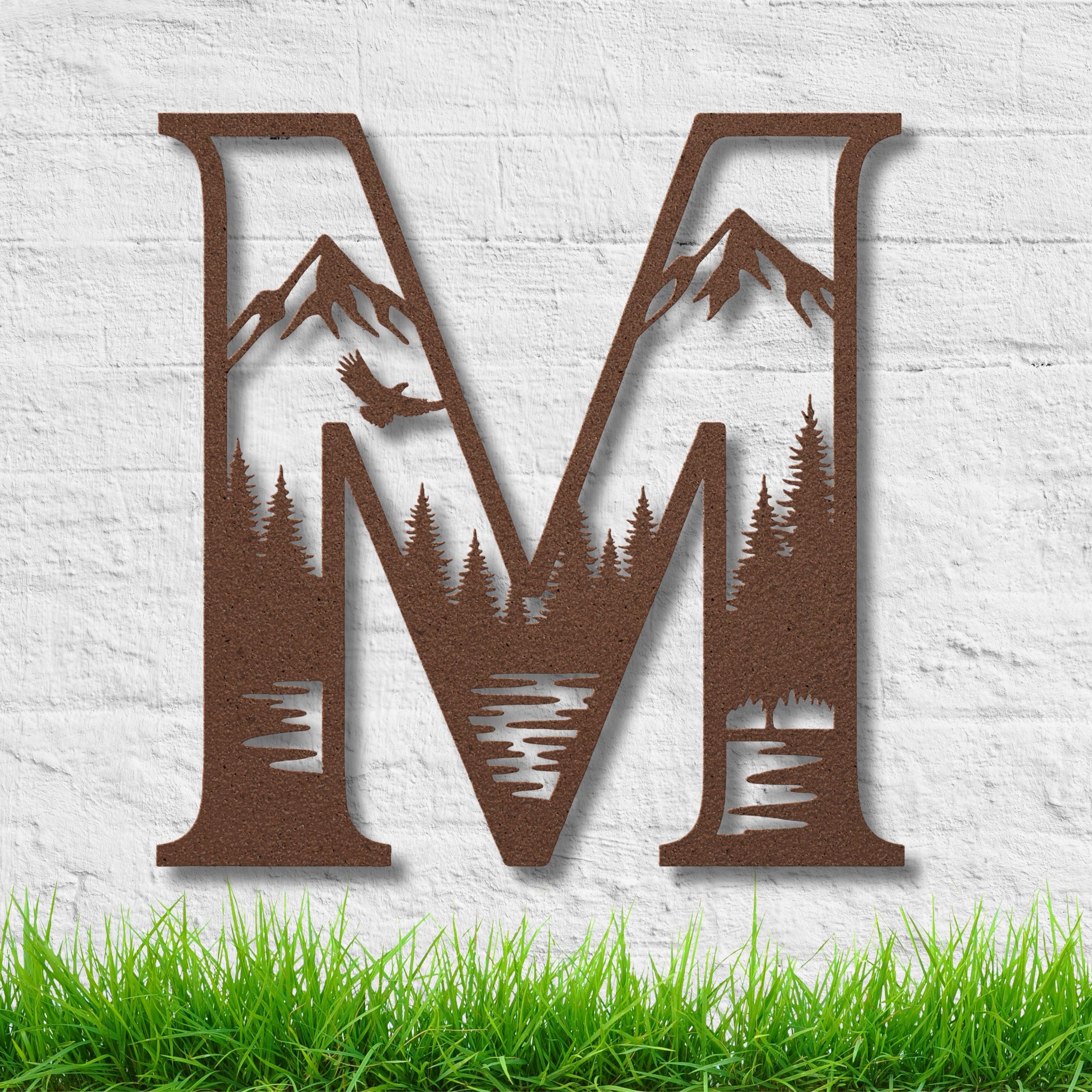Custom Mountain Forest, Metal Letter Sign, Nature Lover Gift, Outdoor Cabin Wall Decor