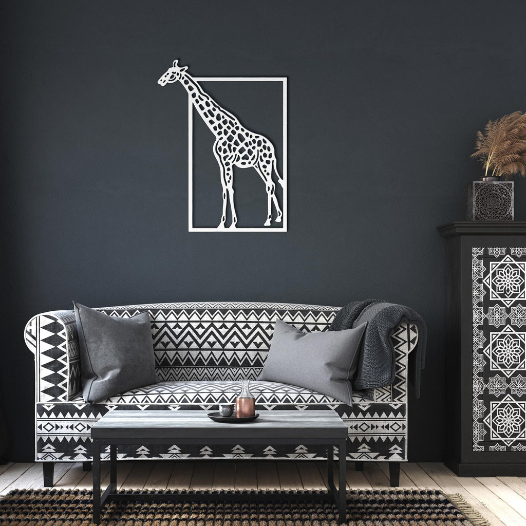 African Giraffe Silhouette Metal Wall Art | Die-Cut Nature Safari Decor | Unique Minimalist Farmhouse Gift for Animal Lovers