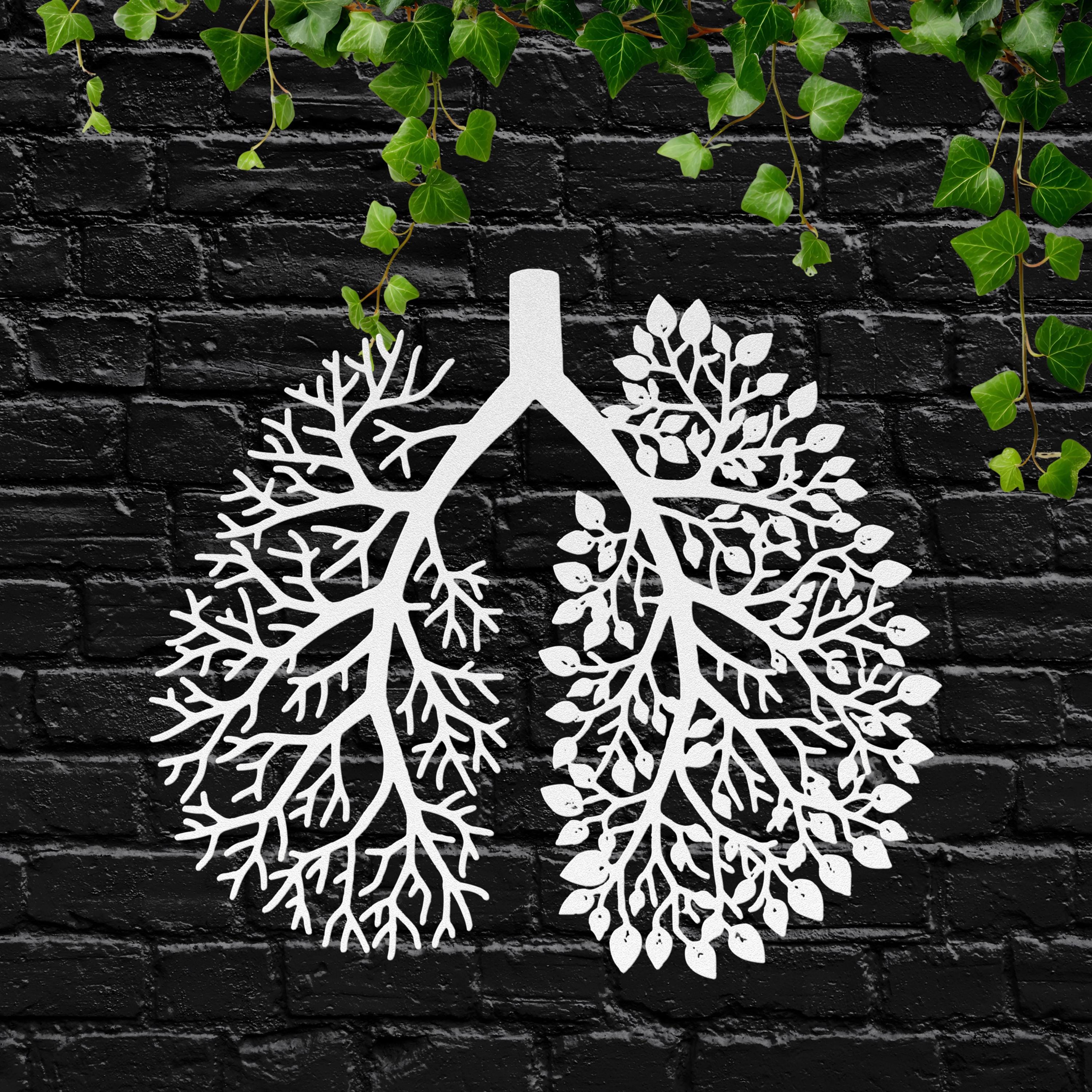 Tree Lungs Die-Cut Metal Wall Art: Nature Inspired Breathing Lungs Sign, Botanical Anatomy, Arborist Gift, Sustainable Decor