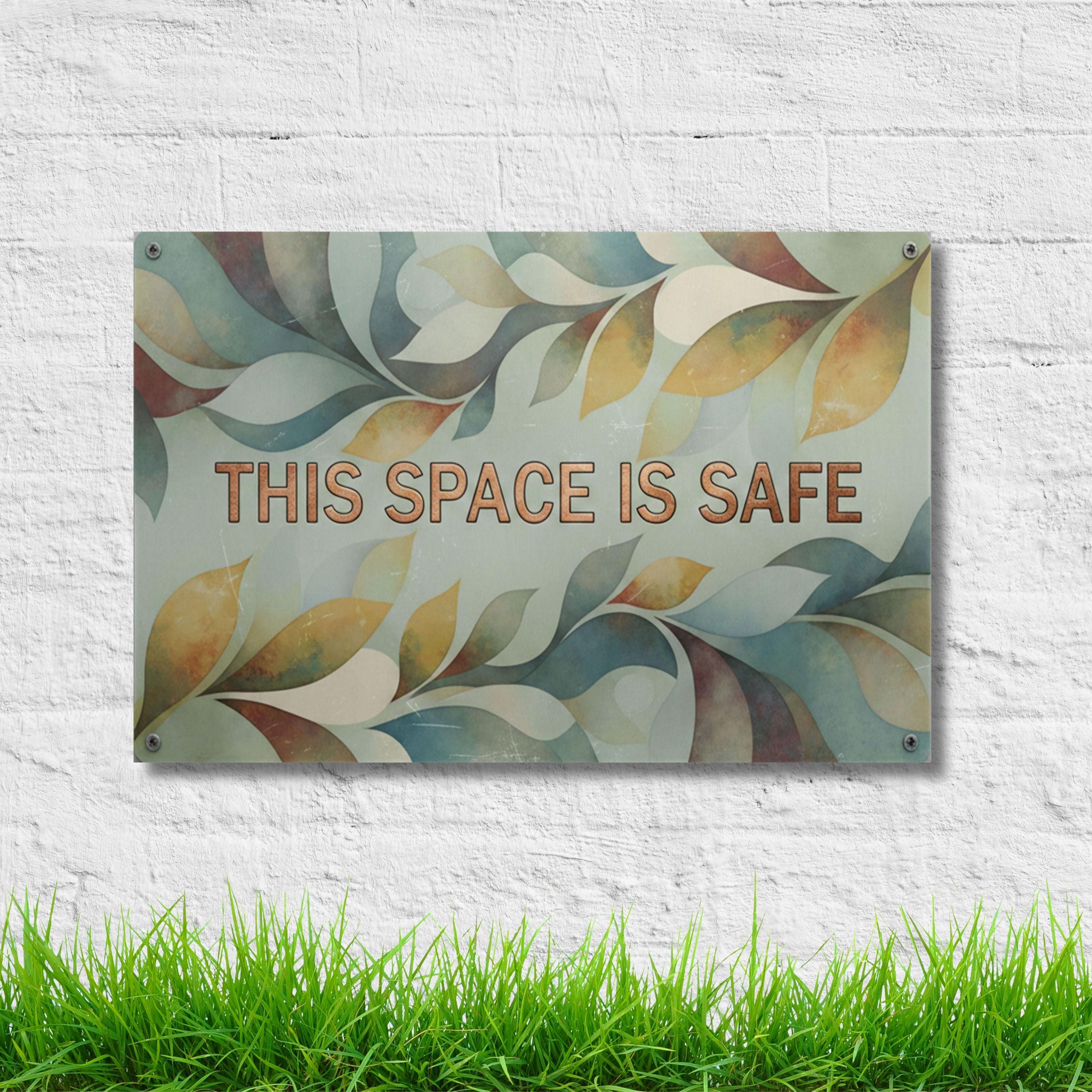 This Space is Safe Metal Sign, Calming Wall Art, Therapist Office Decor, Yoga Art