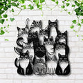Grumpy Cat Group Metal Wall Art | Die-Cut Black & White Kitten Silhouette | Funky Pet Lover Decor Gift