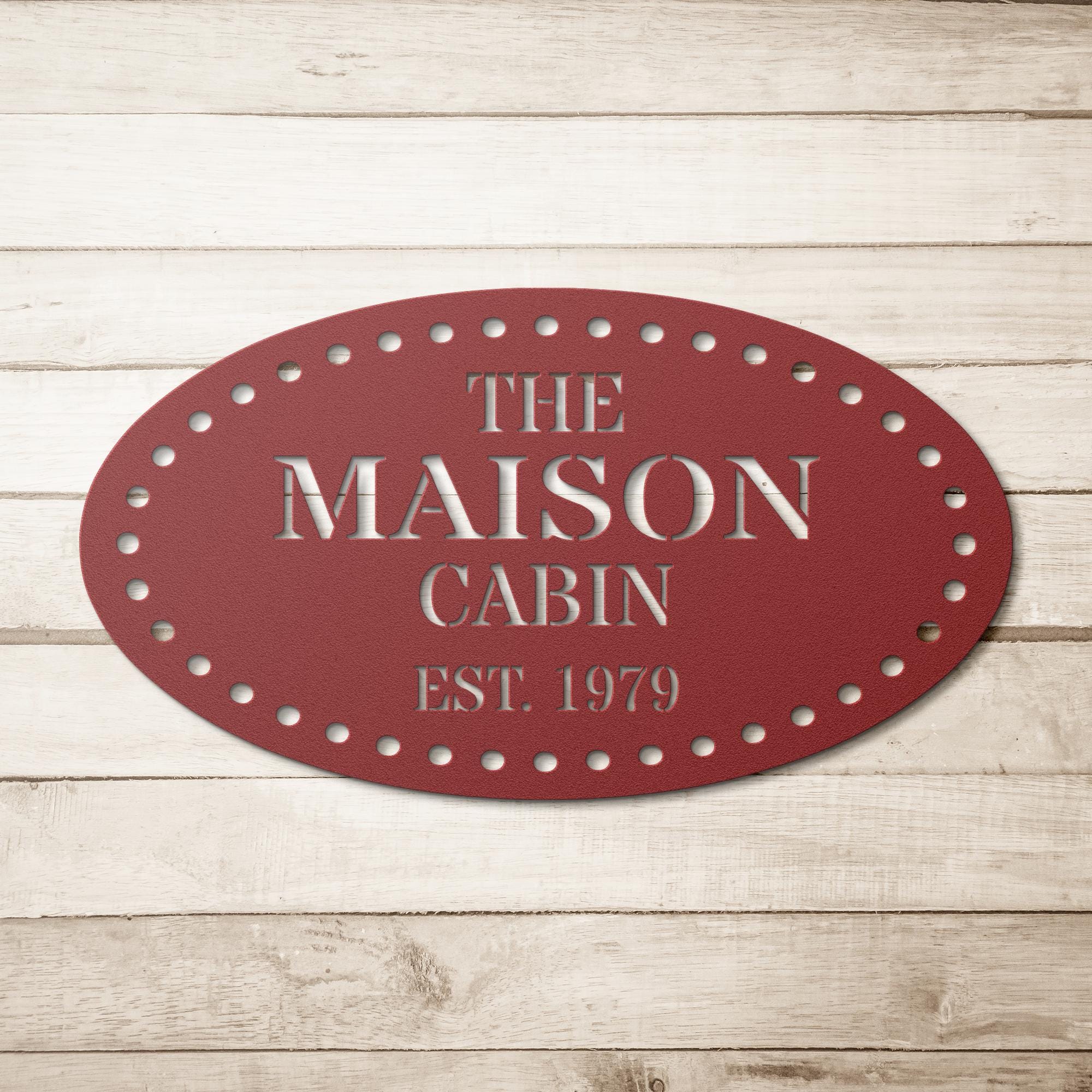 Custom Oval Cabin Metal Sign: Family Name Wall Art