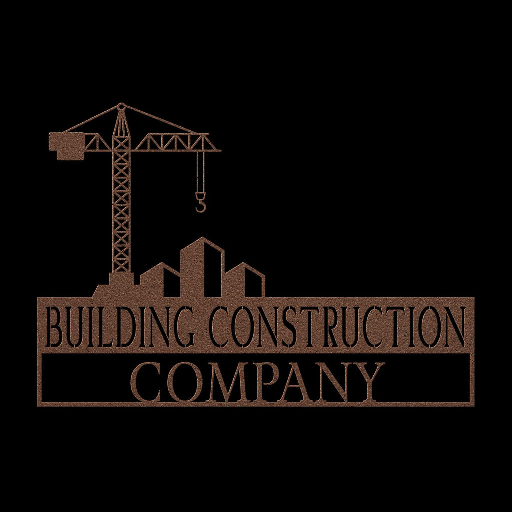 Custom Metal Construction Company Logo Sign: Tower Crane Decor