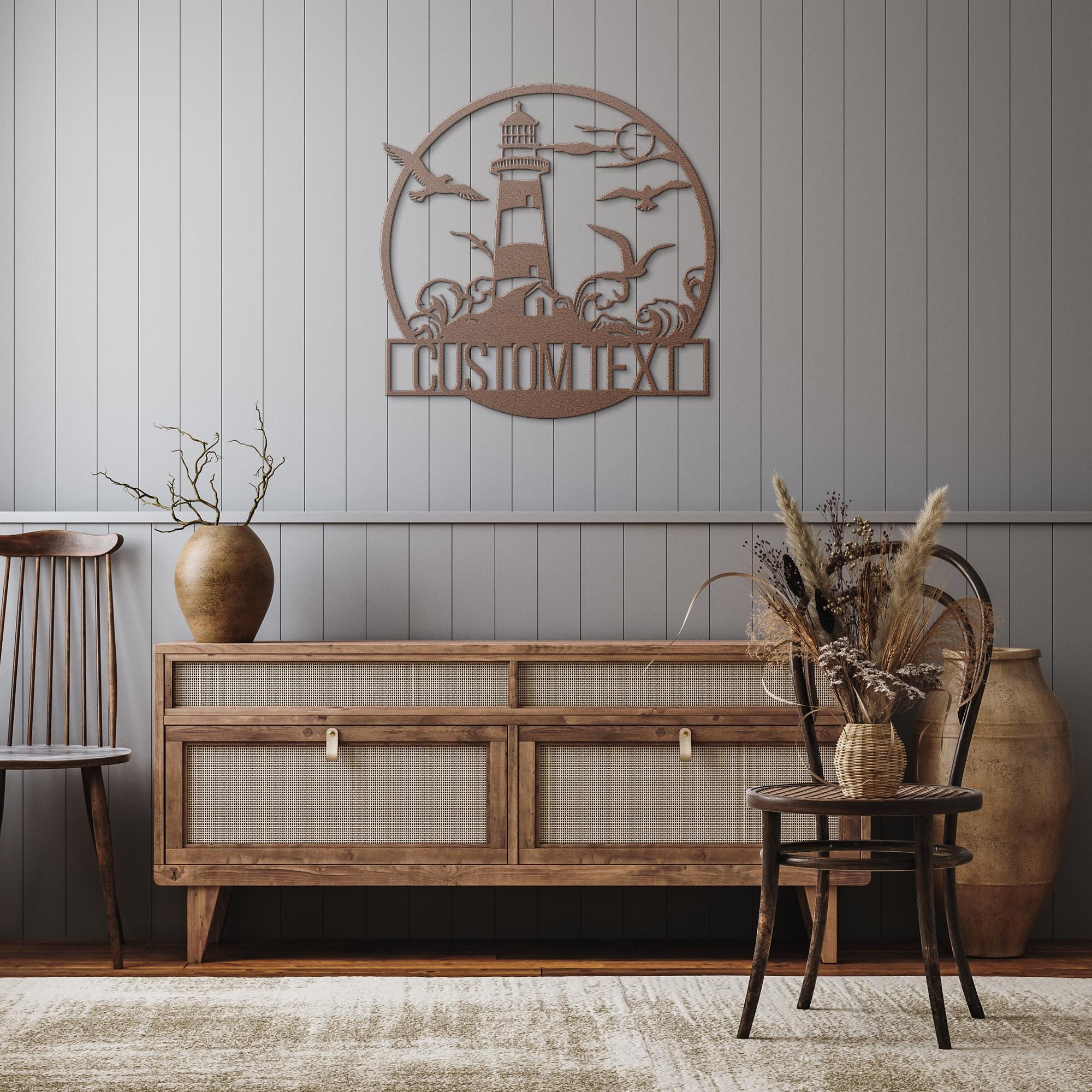 Personalized Lighthouse Metal Sign, Coastal Nautical Decor
