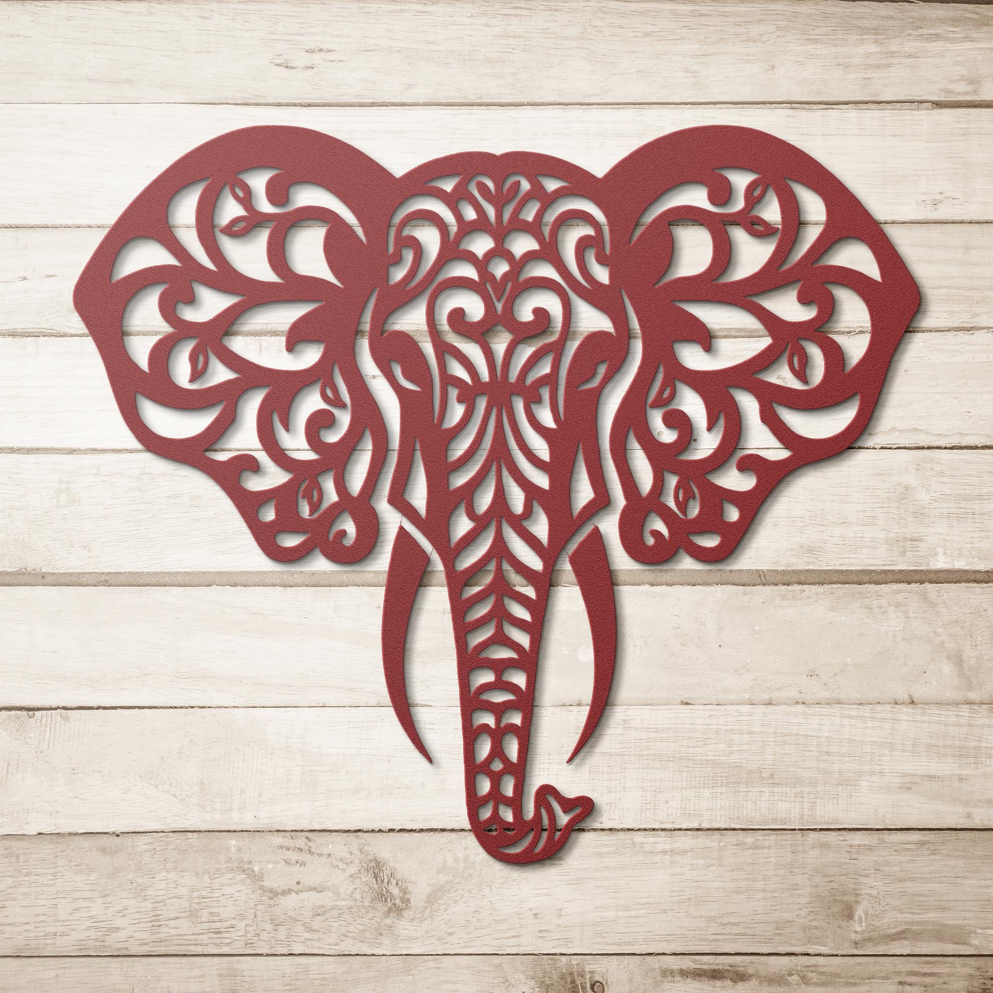 Elephant Metal Wall Art – Mandala Metal Decor | Boho Wall Hanging, Geometric Animal Art