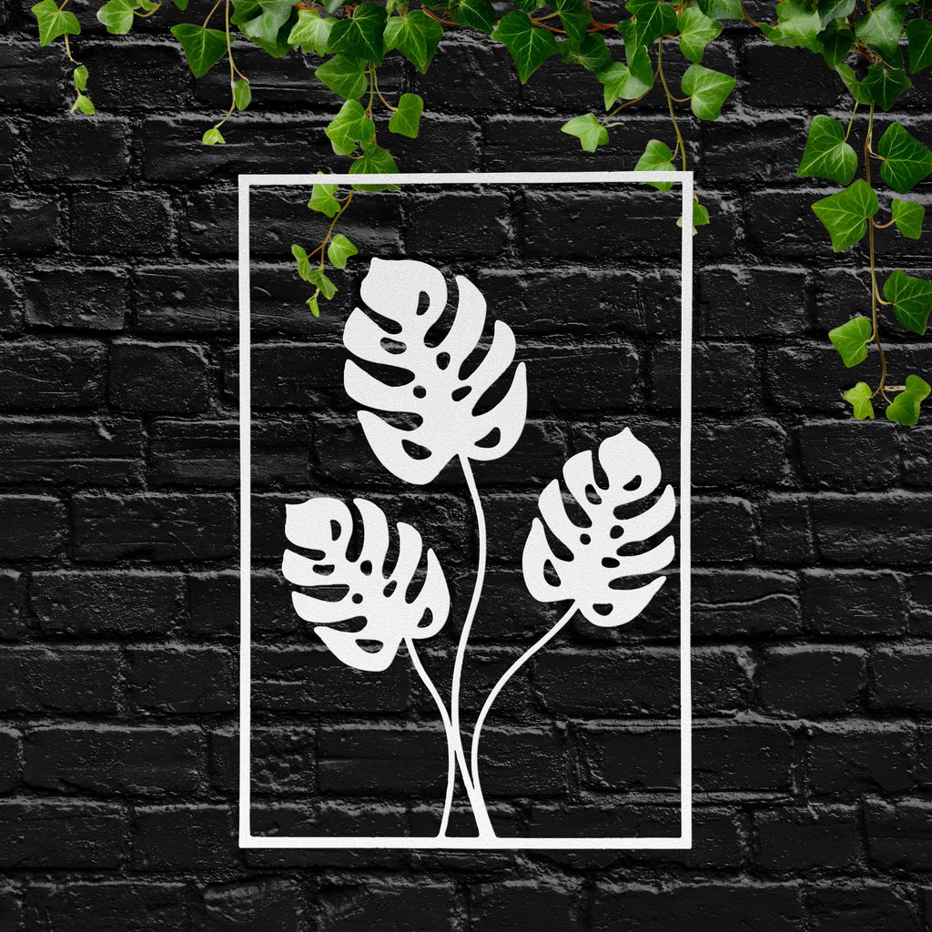 Metal Monstera Leaf Wall Art, Modern Botanical Frame Decor, Tropical Plant Sign, Minimalist Art