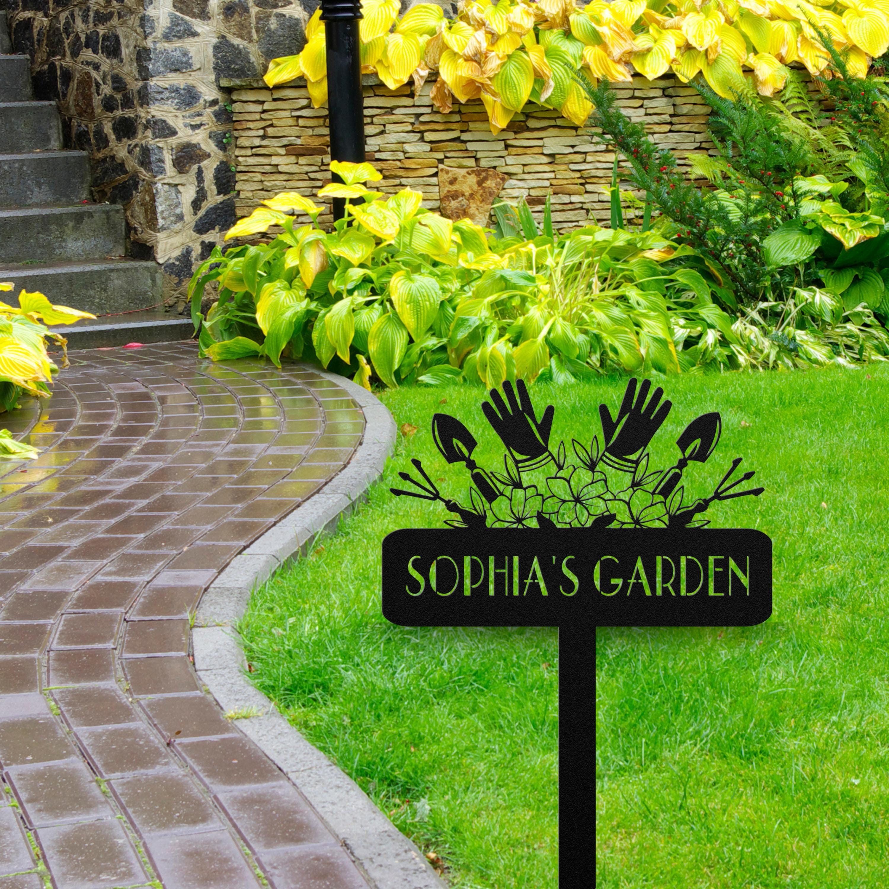 Custom Metal Garden Sign: Personalized Garden Decor with Tools