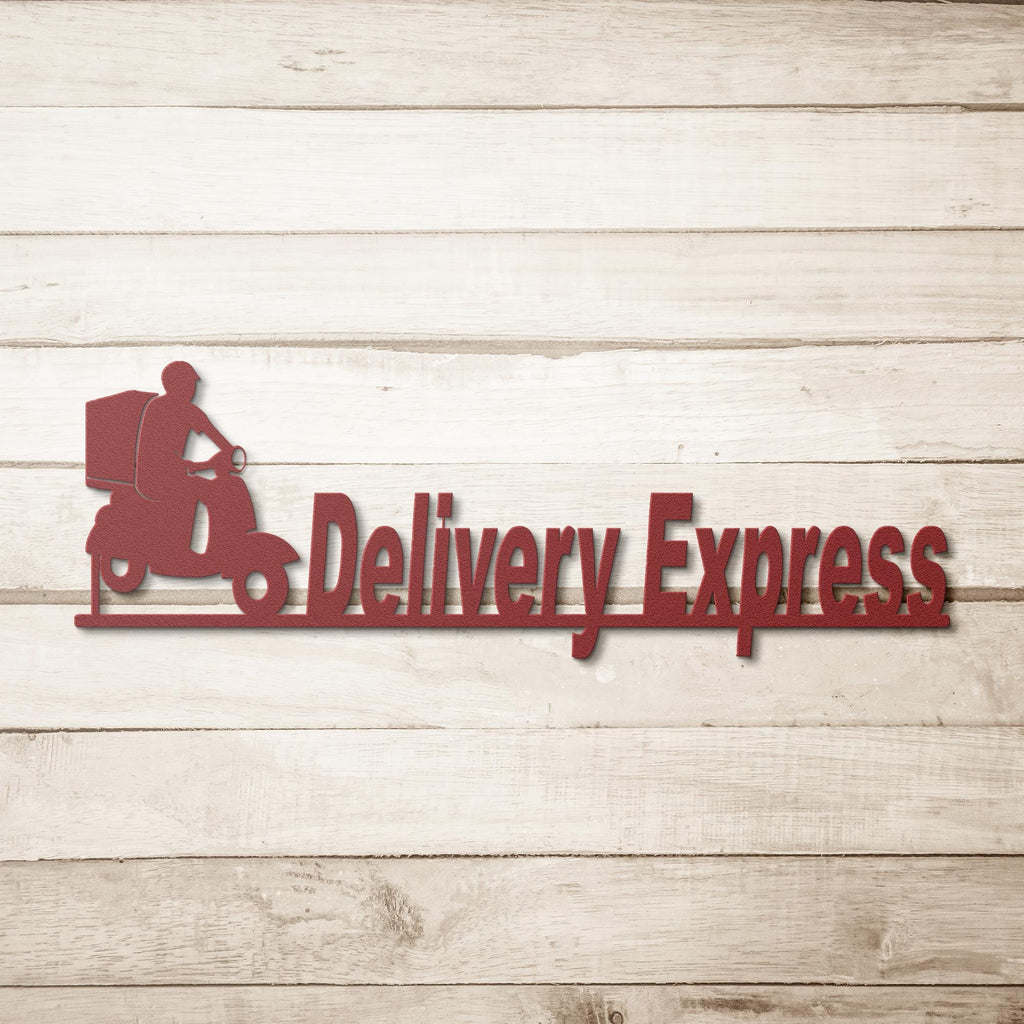 Motorcycle Delivery Metal Business Logo Sign – Custom Commercial Decor