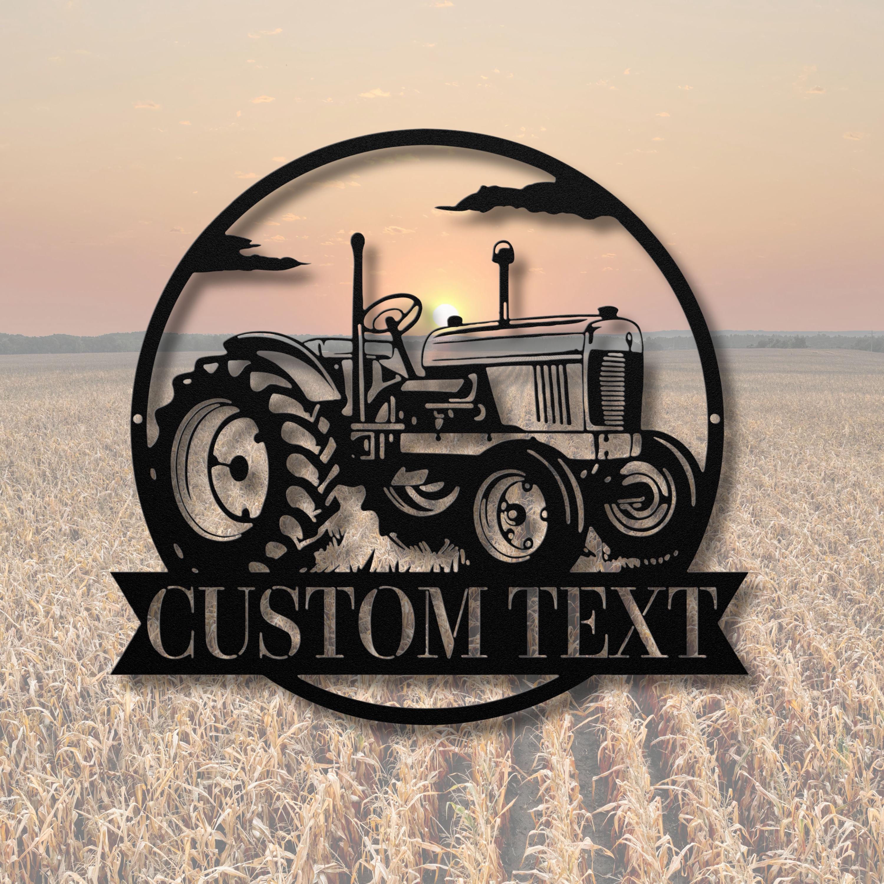Custom Tractor Sign - Personalized Metal Farmhouse Wall Art | Rustic Outdoor Decor