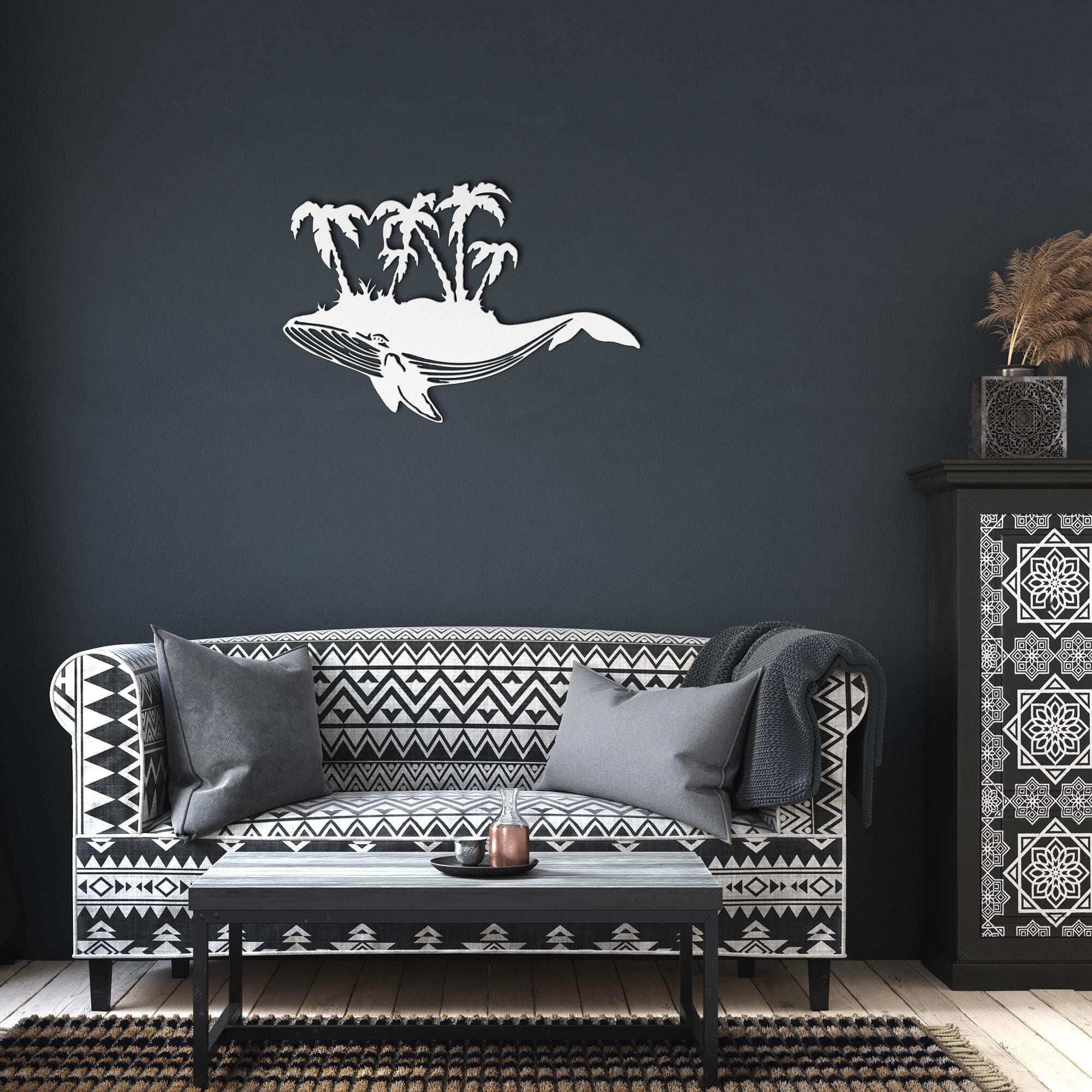 Whale Metal Wall Art - Tropical Island Decor | Coastal Ocean Life Sign