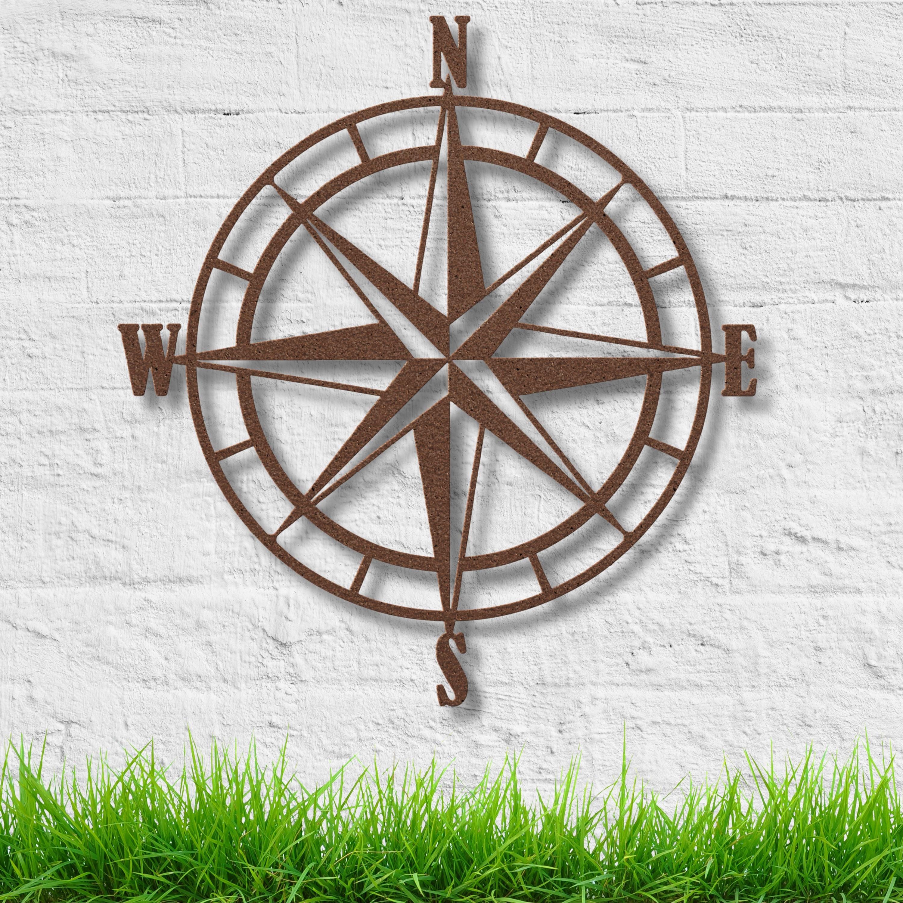 Compass Rose Metal Wall Art | Nautical Die Cut Sign | Adventure Home Decor | Wanderlust Gift for Him Her | Map Decor