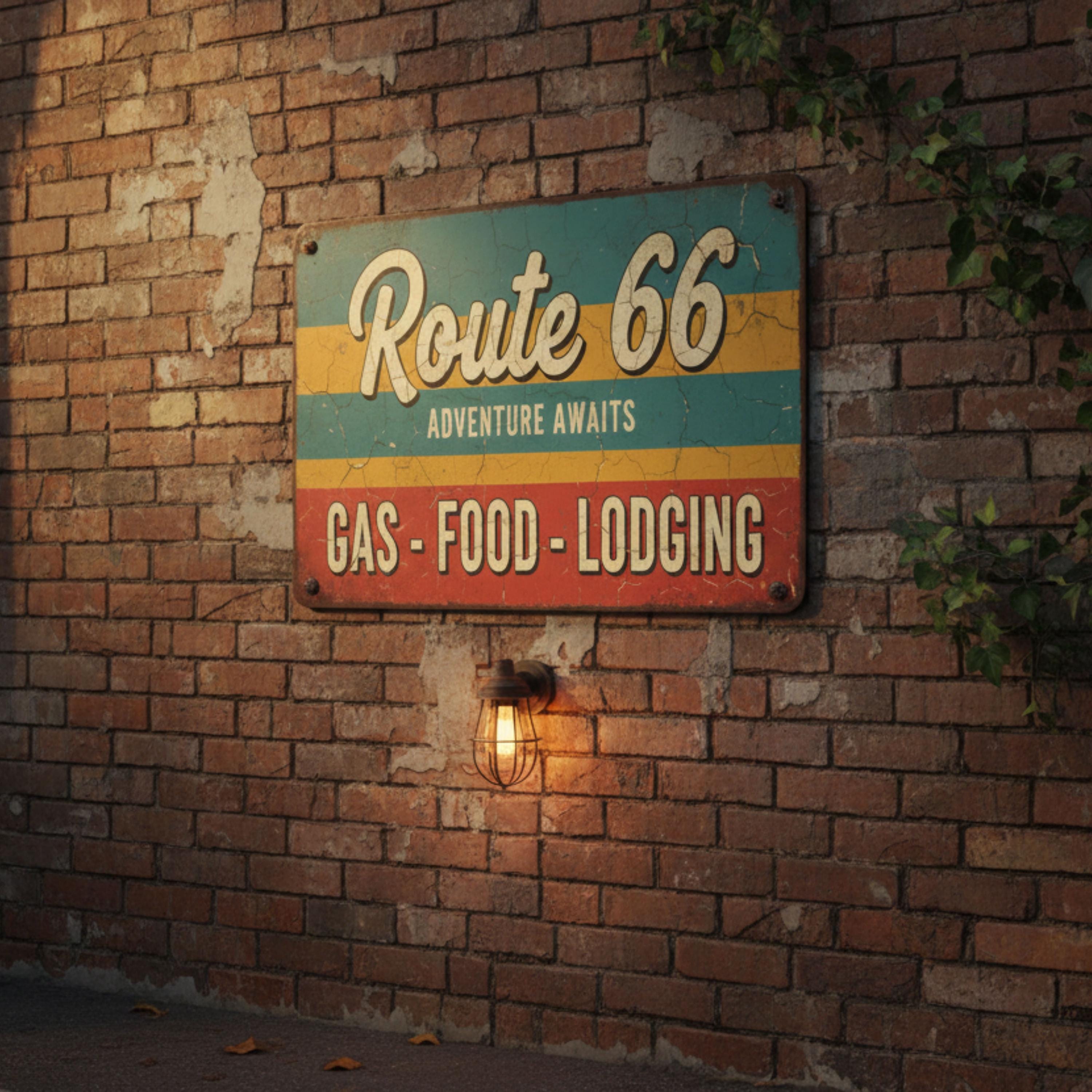 Route 66 Metal Sign – Vintage Road Trip Decor