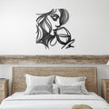Woman with Wine Glass Metal Wall Art, Abstract Silhouette Decor