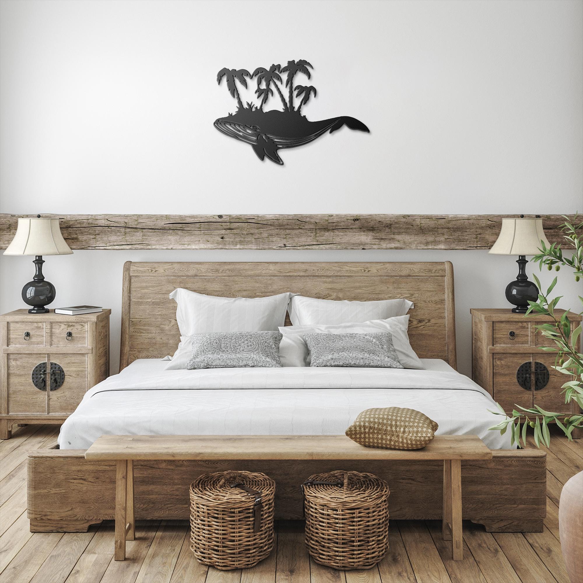 Whale Metal Wall Art - Tropical Island Decor | Coastal Ocean Life Sign