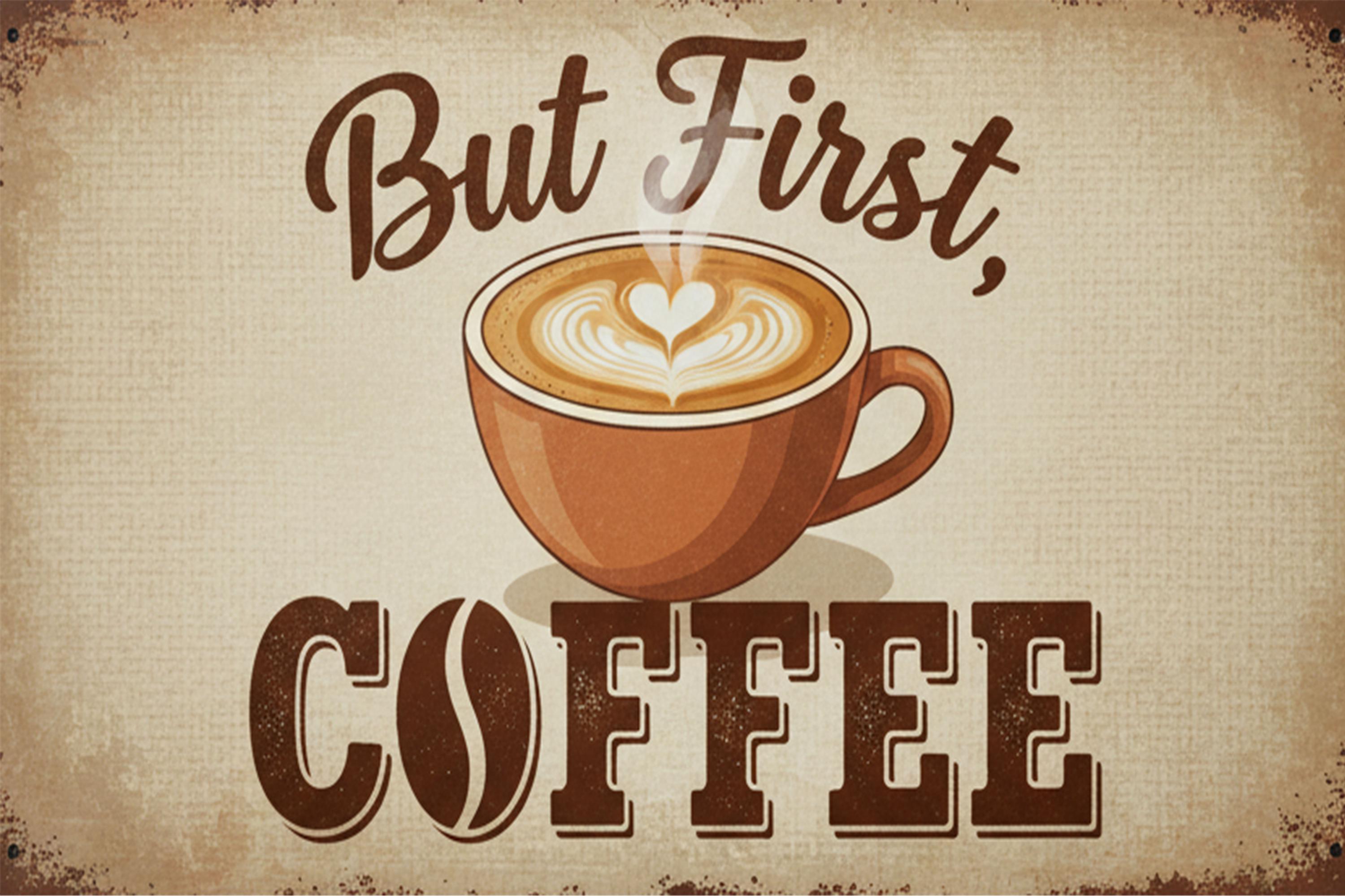 Vintage Coffee Metal Sign – Rustic Farmhouse Kitchen Wall Art & Coffee Lover Gift