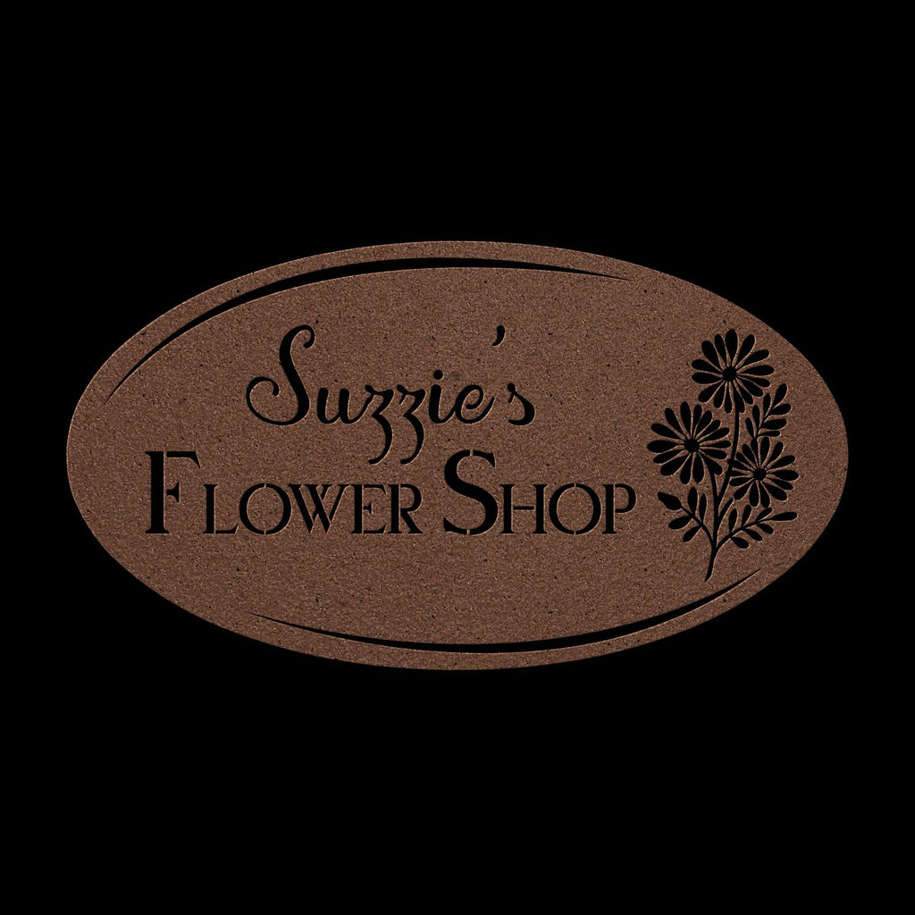 Custom Flower Shop Metal Sign: Personalized Oval Steel Decor