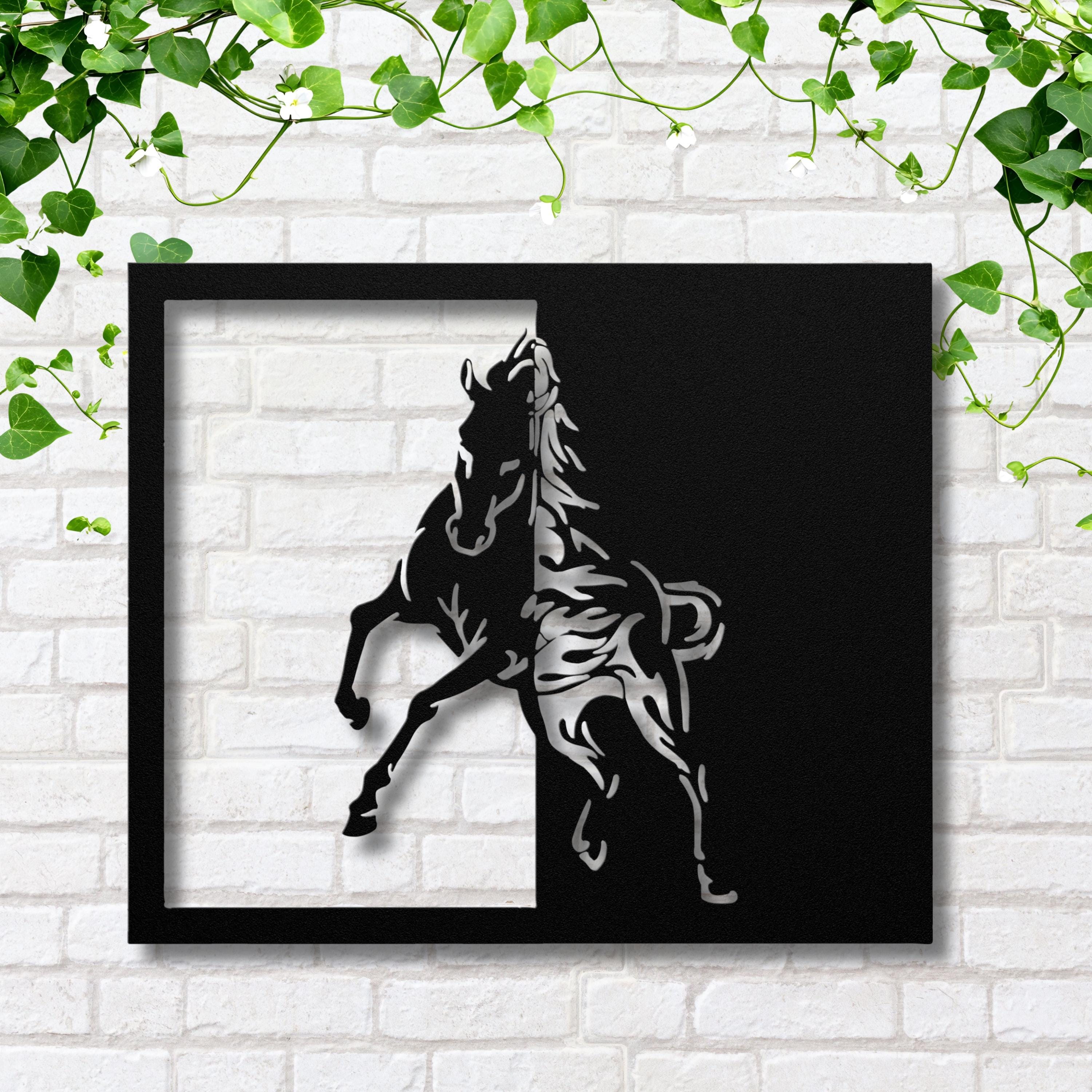 Modern Horse Silhouette Metal Sign, Equestrian Wall Art, Split Design Decor, Farmhouse Art