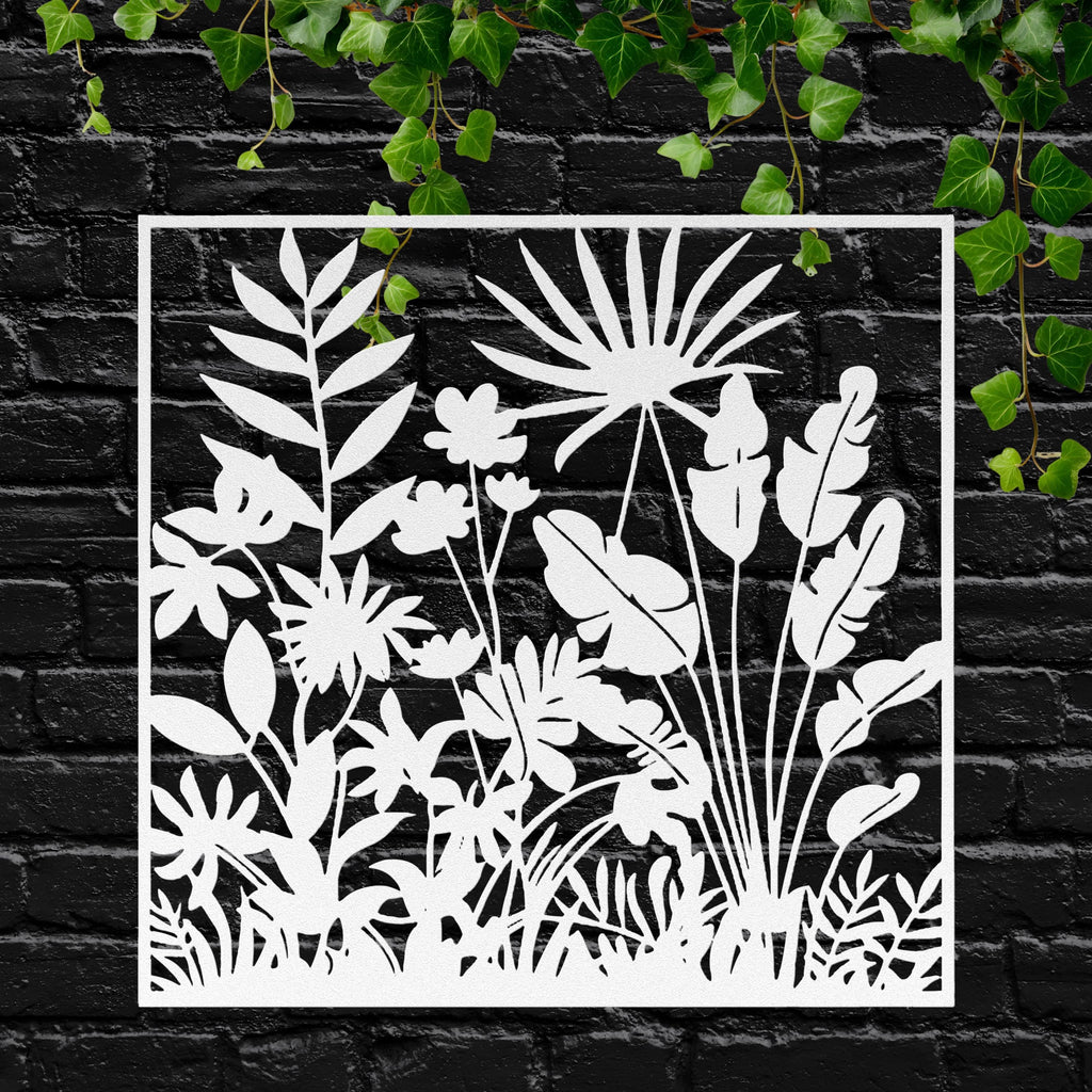 Tropical Leaves Metal Wall Art, Botanical Garden Sign, Modern Jungle Foliage Decor