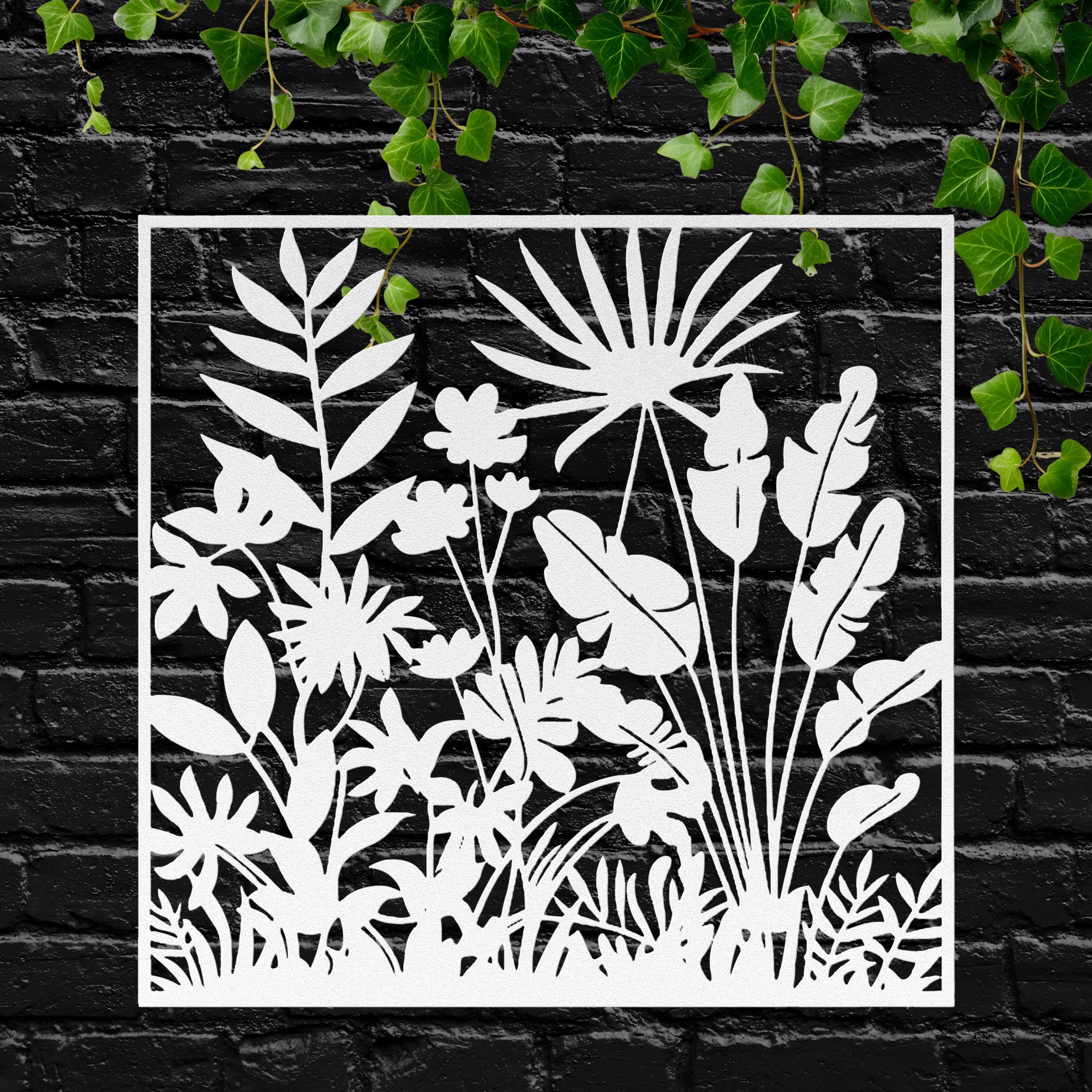 Tropical Leaves Metal Wall Art, Botanical Garden Sign, Modern Jungle Foliage Decor