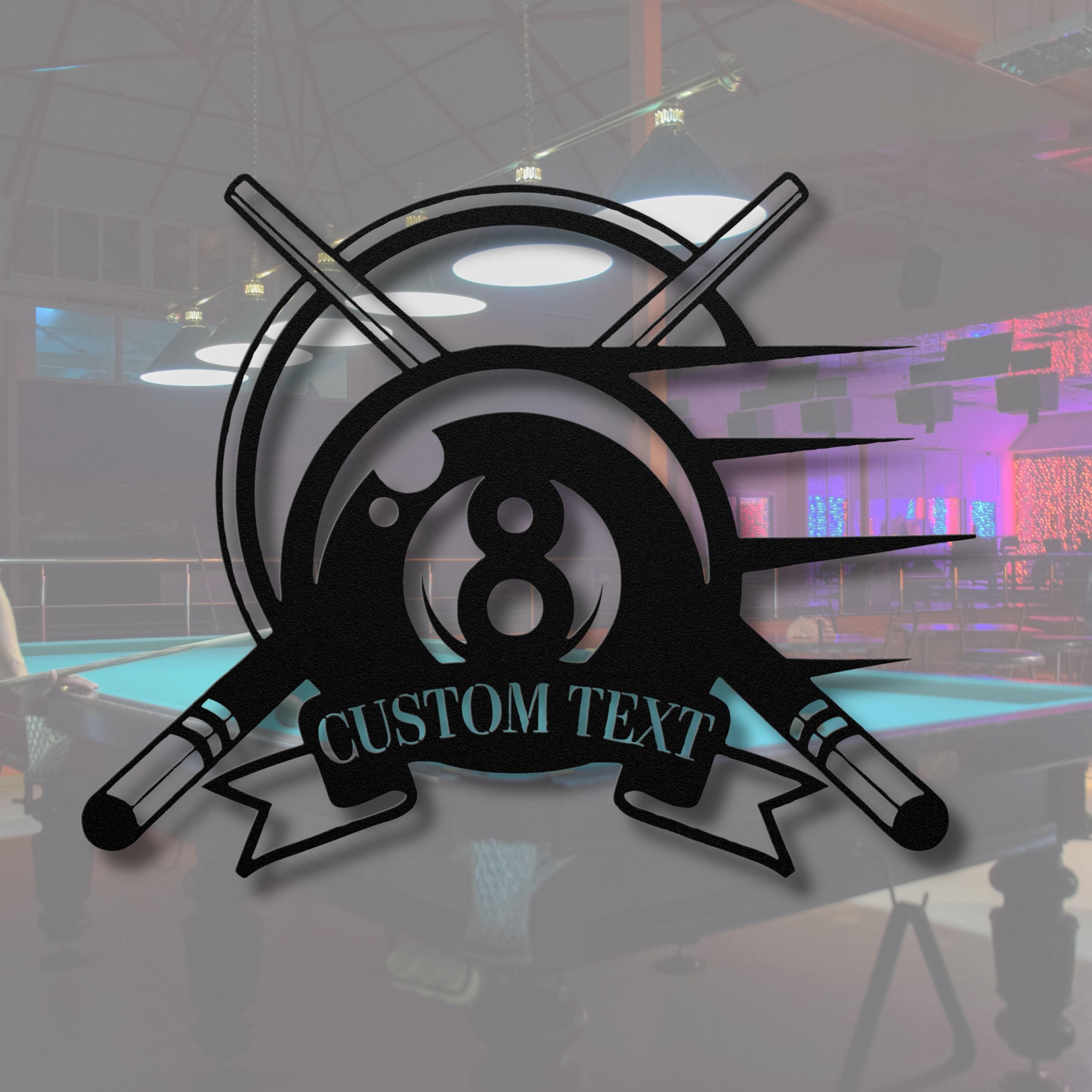 Personalized 8 Ball Metal Sign, Custom Pool Hall Decor