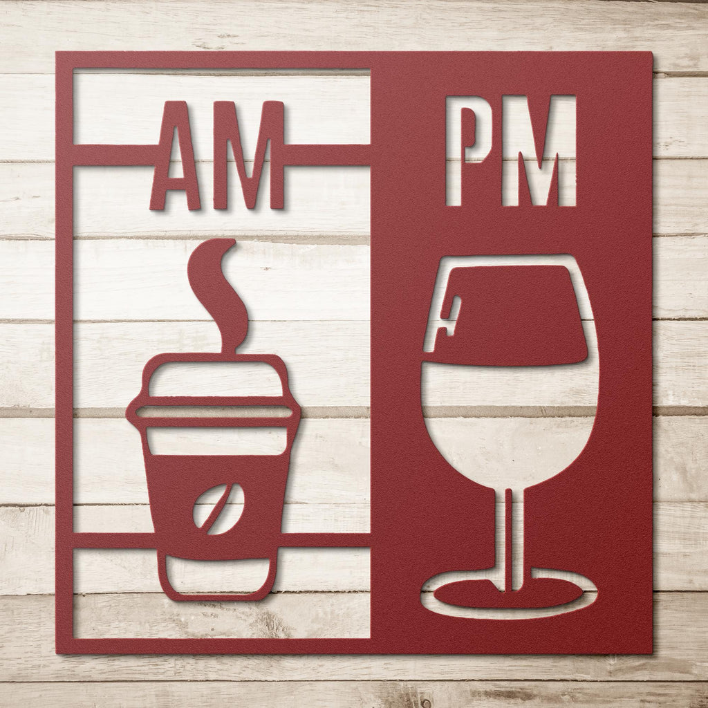 Coffee & Wine Metal Wall Art | AM PM Drink Sign