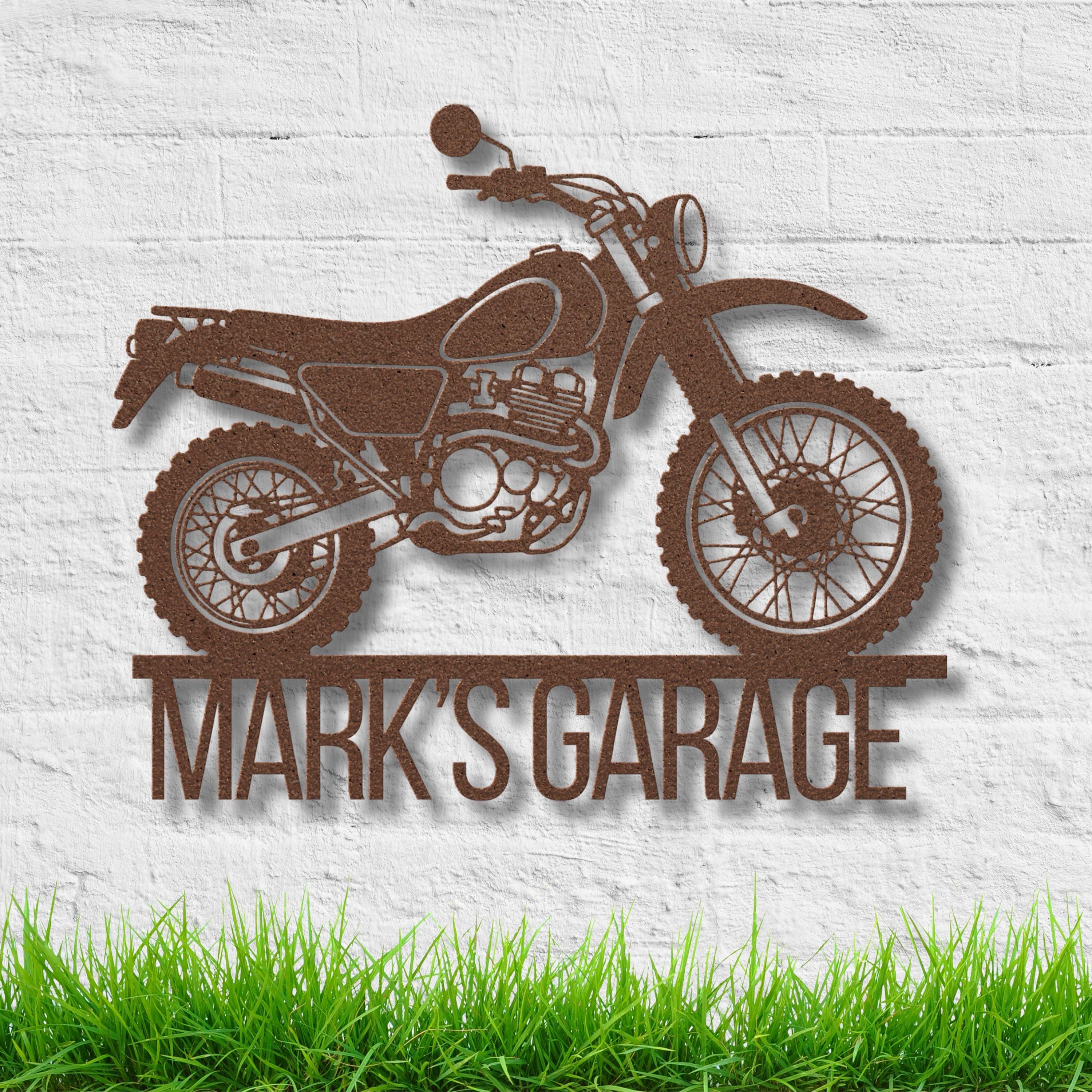 Personalized Dirt Bike Metal Sign, Custom Garage Decor
