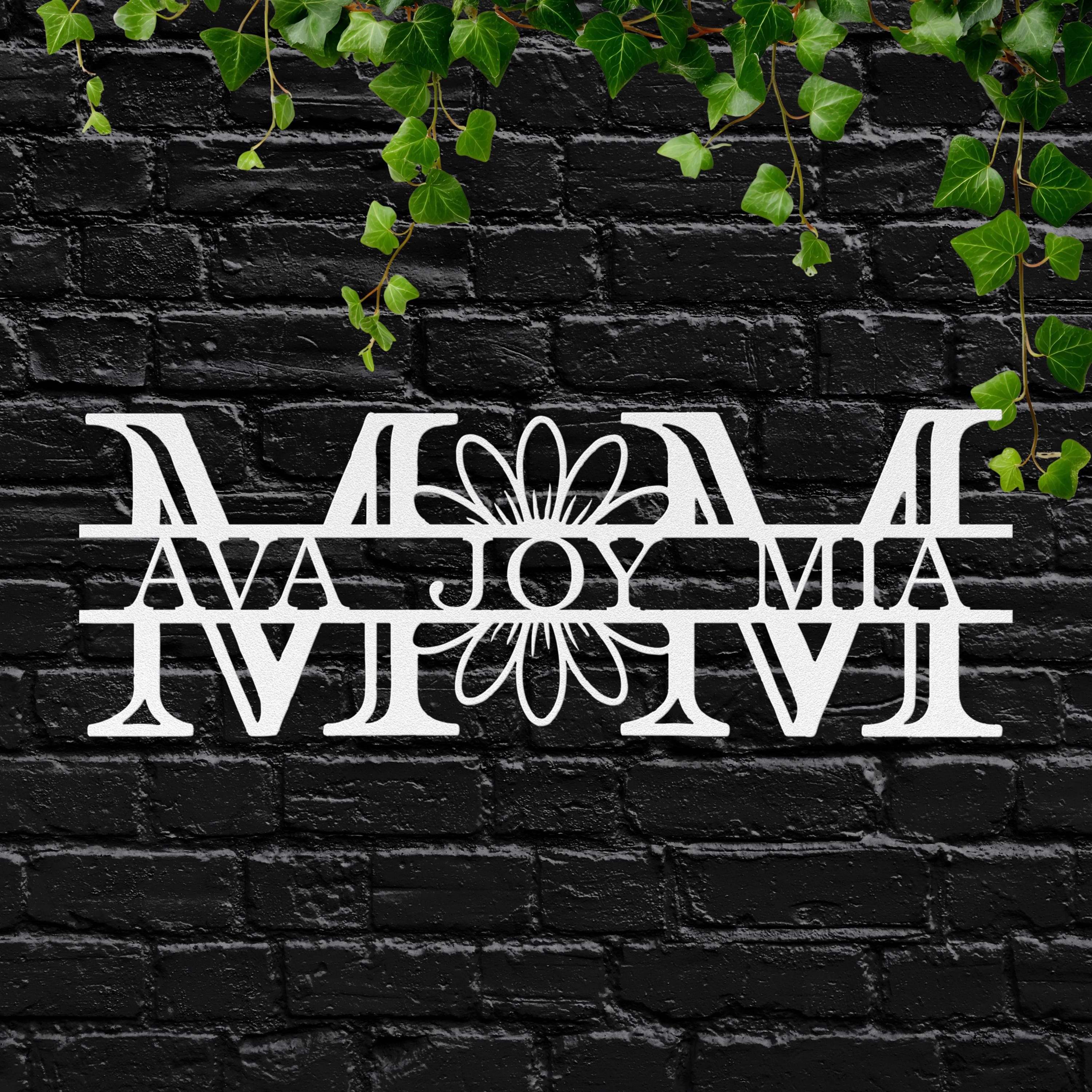 Personalized Mom Sign - Custom Metal Wall Art | Floral Gift With Kids Names