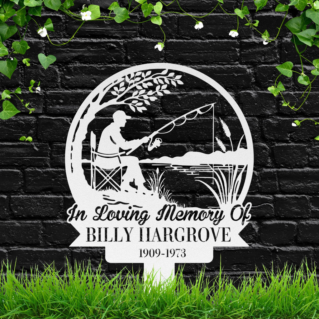 Fisherman Memorial Plaque, In Loving Memory Grave Marker, Personalized Fishing Garden Stake Sympathy Gift